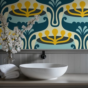 Elegant Retro Flourish in Blue - L