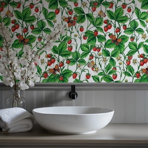 Wild strawberries on off white