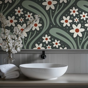 Vintage Daisy Fantasy in Smoky Green - L