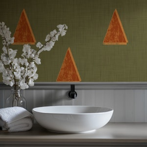 Japandi Triangle Grove Minimal Trees Olive