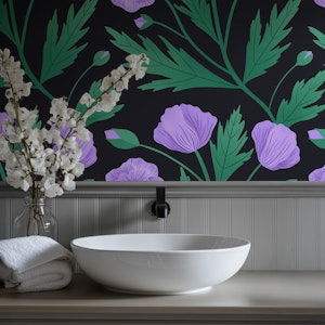 Purple Poppies on Black
