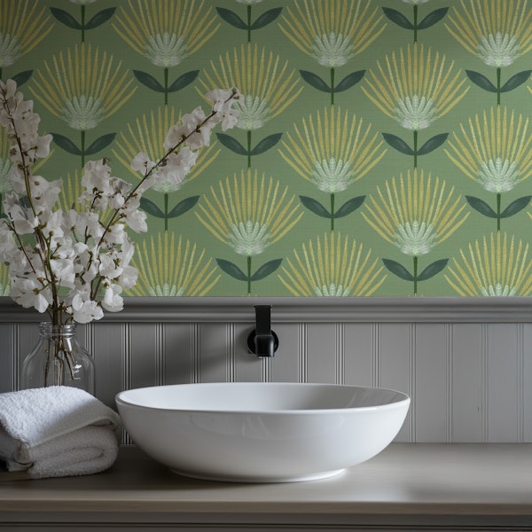 Art Deco Fan flowers Sage green