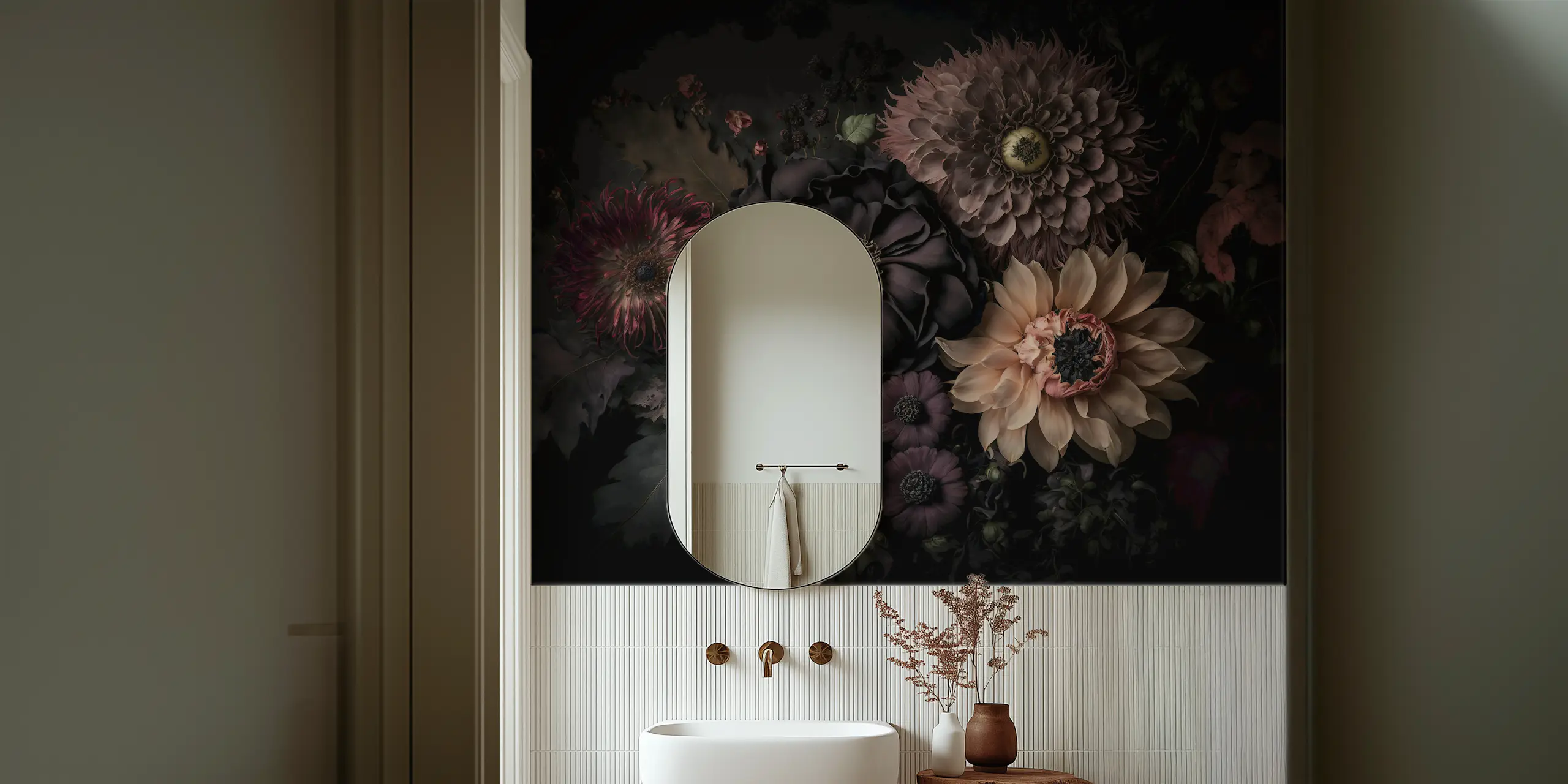 Dark Floral Wallpaper for Elegant Interiors