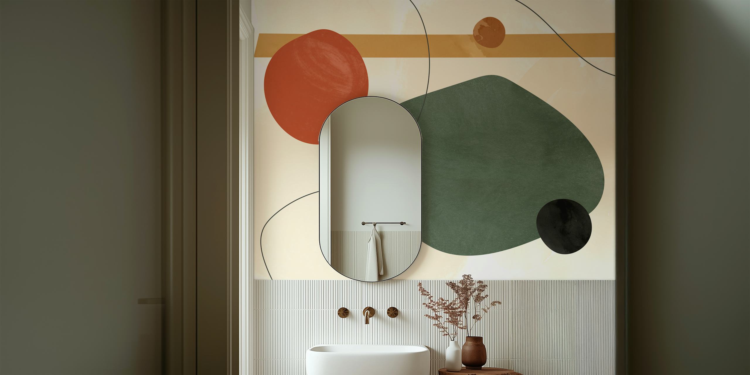 Modern Mid Century tapetdesign i ett rum