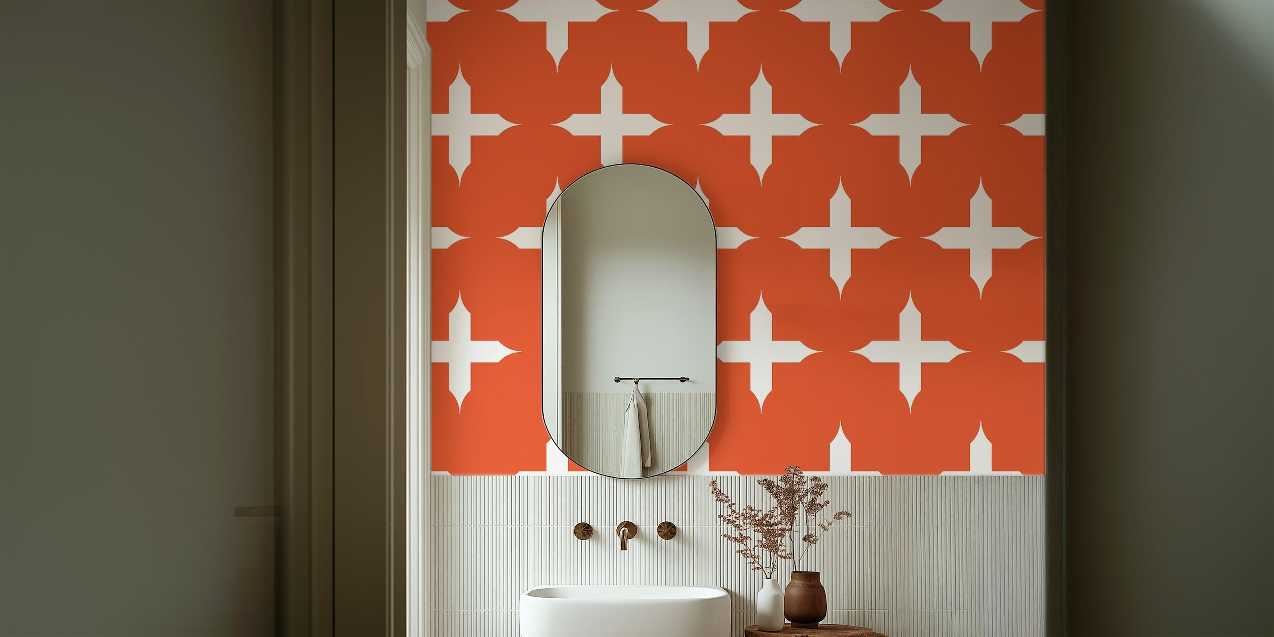 Pumpkin Orange Cross Pattern tapet i et rom