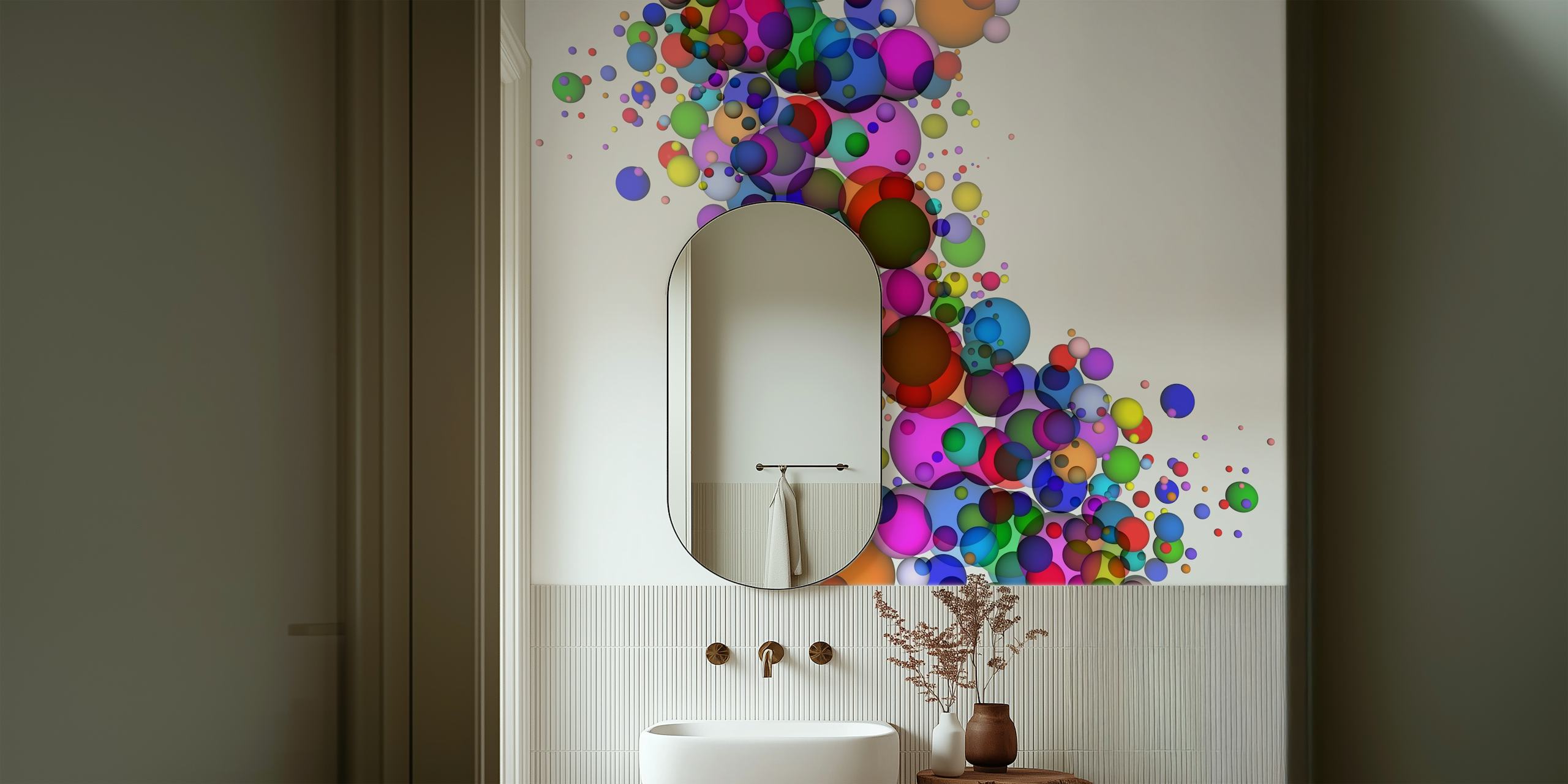 Ταπετσαρία Colored Spheres σε ένα δωμάτιο