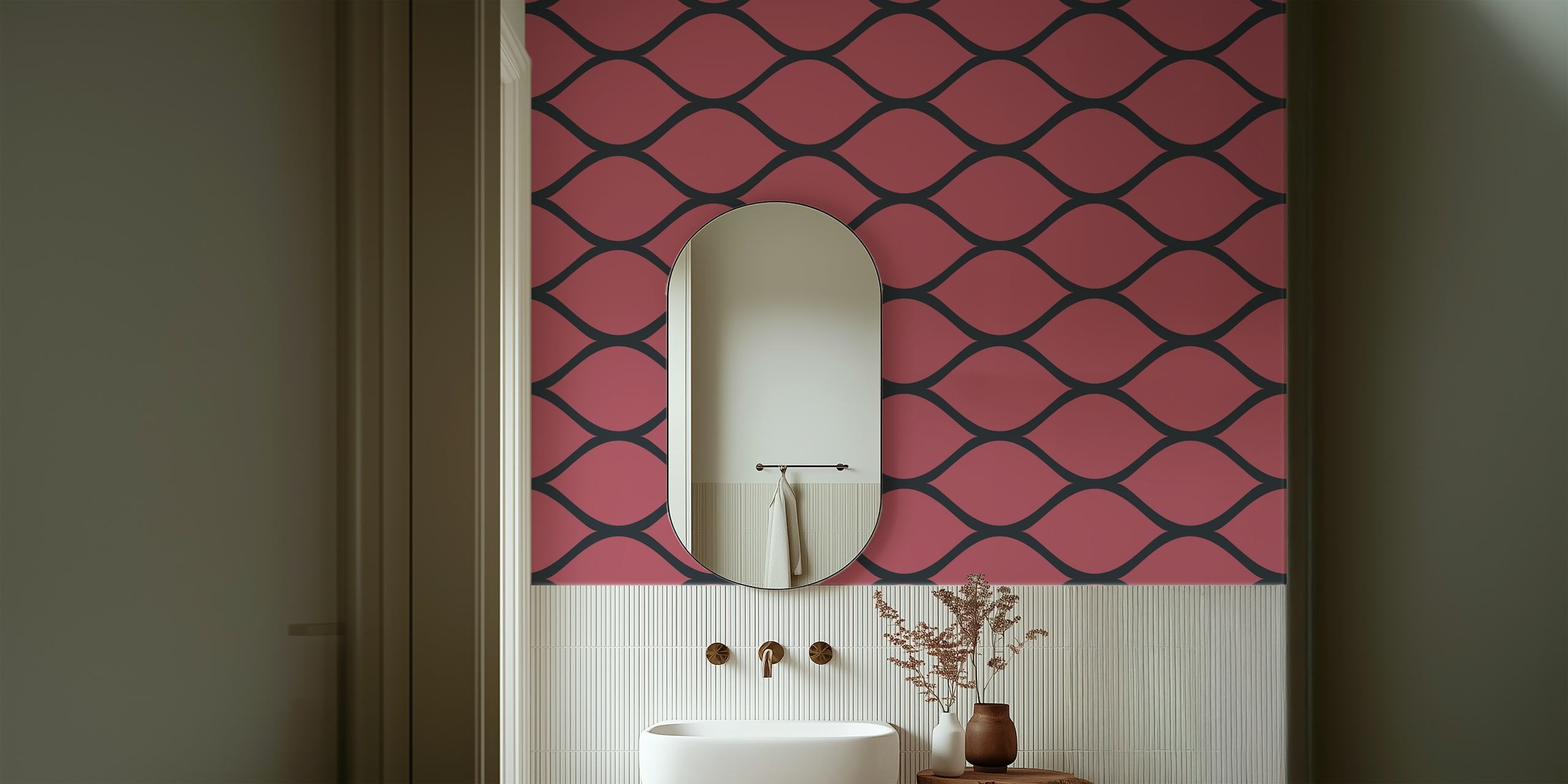 Marsala Ogee Minimal wallpaper in a room