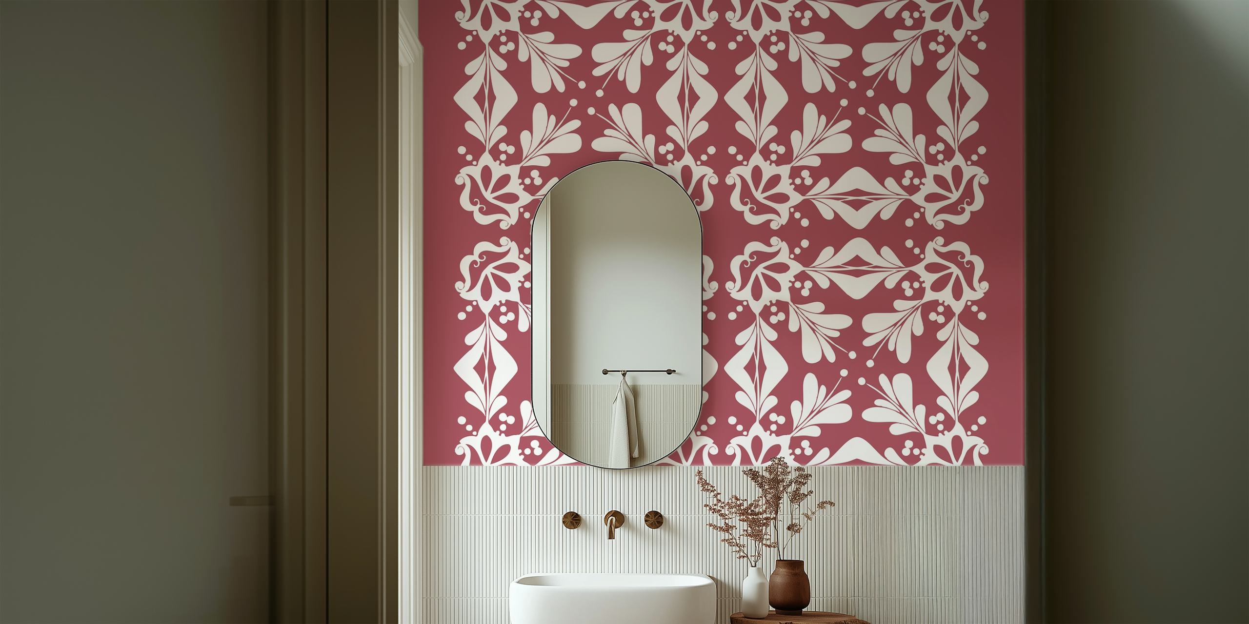 Carta da parati White Oriental ornament in una stanza