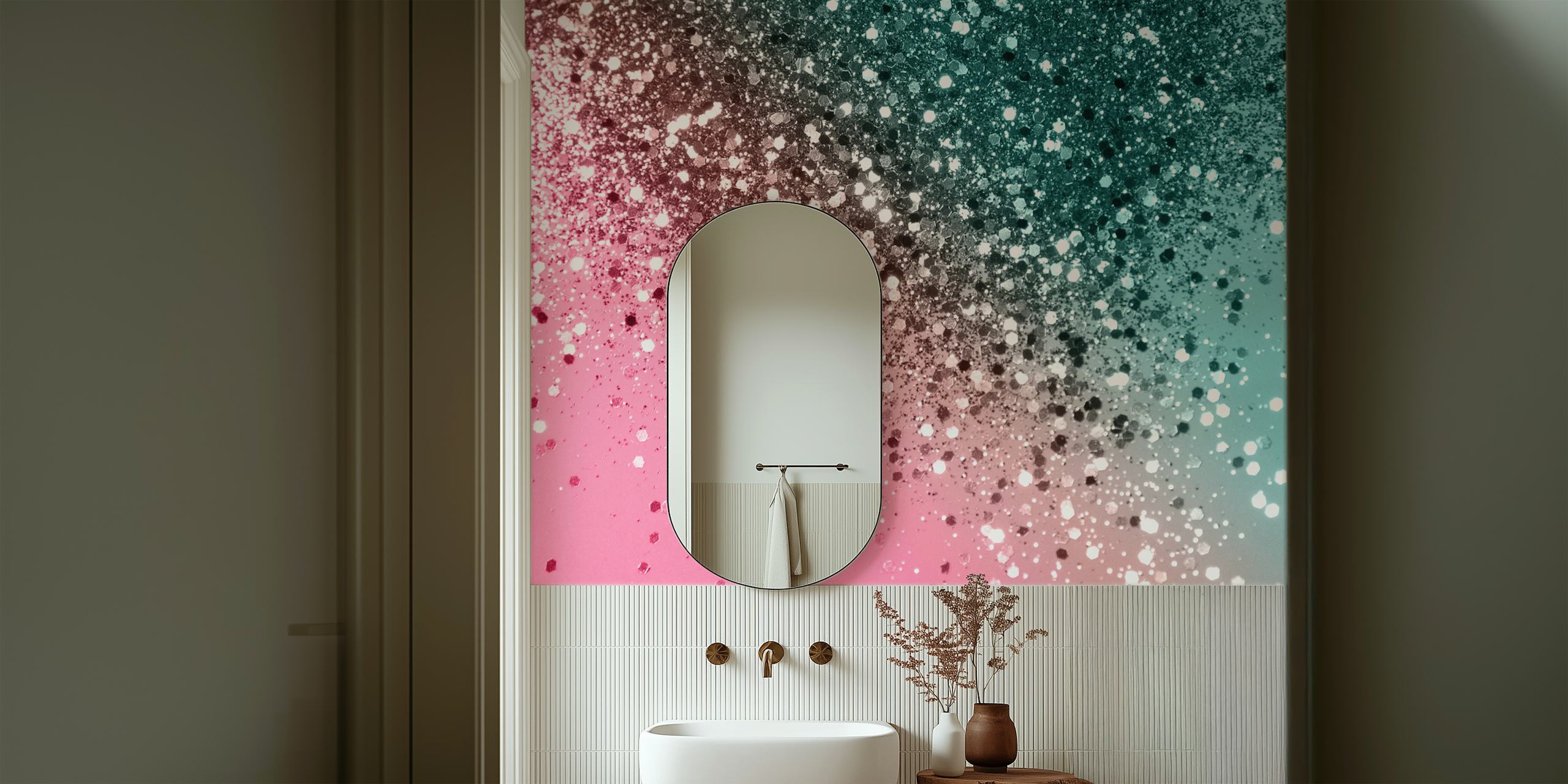 Tropical Watermelon Glitter Tapete in einem Raum