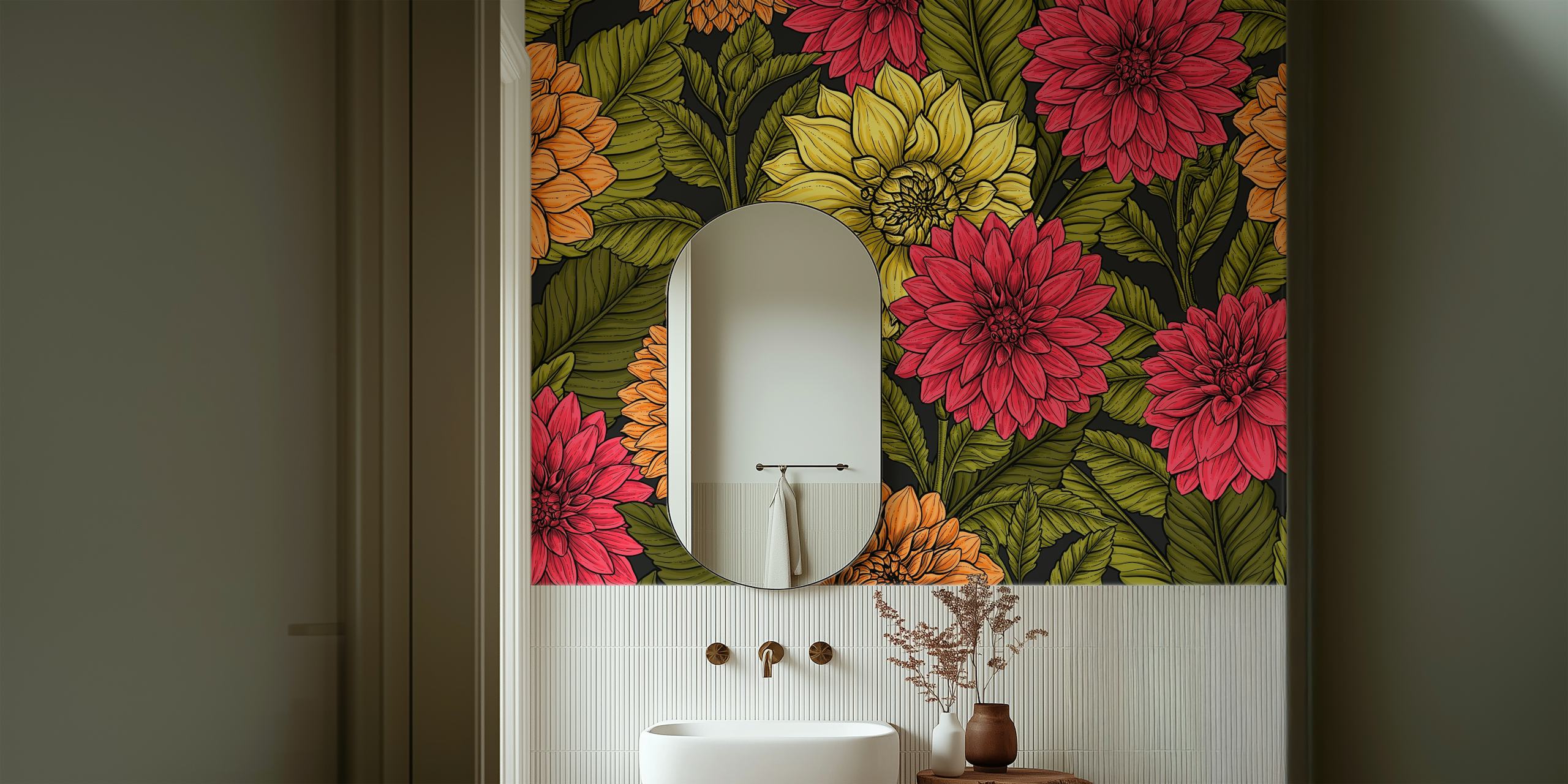Dahlia garden Tapete in einem stilvollen Raum