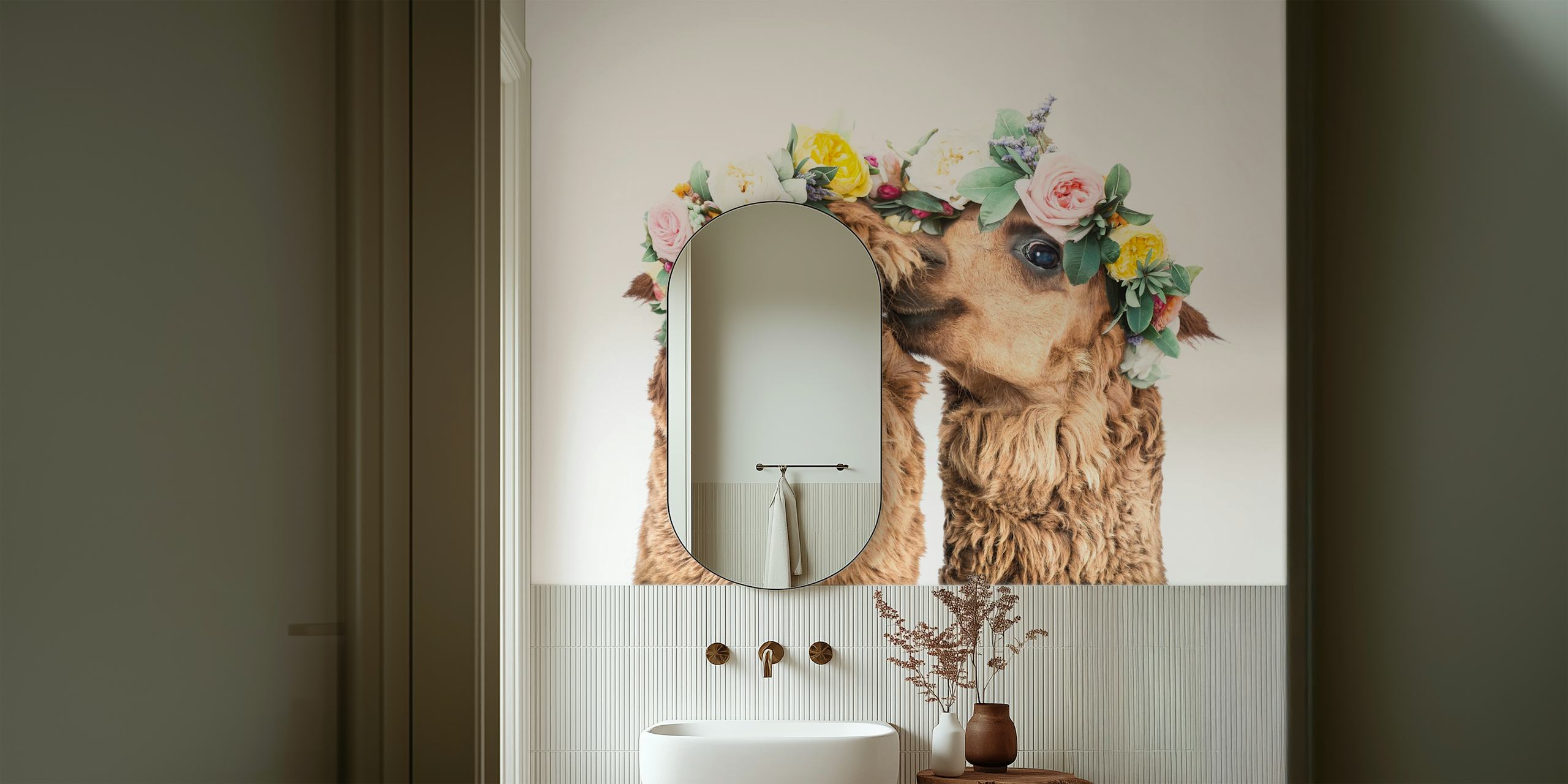 Papier peint Boho Llamas dans une pièce