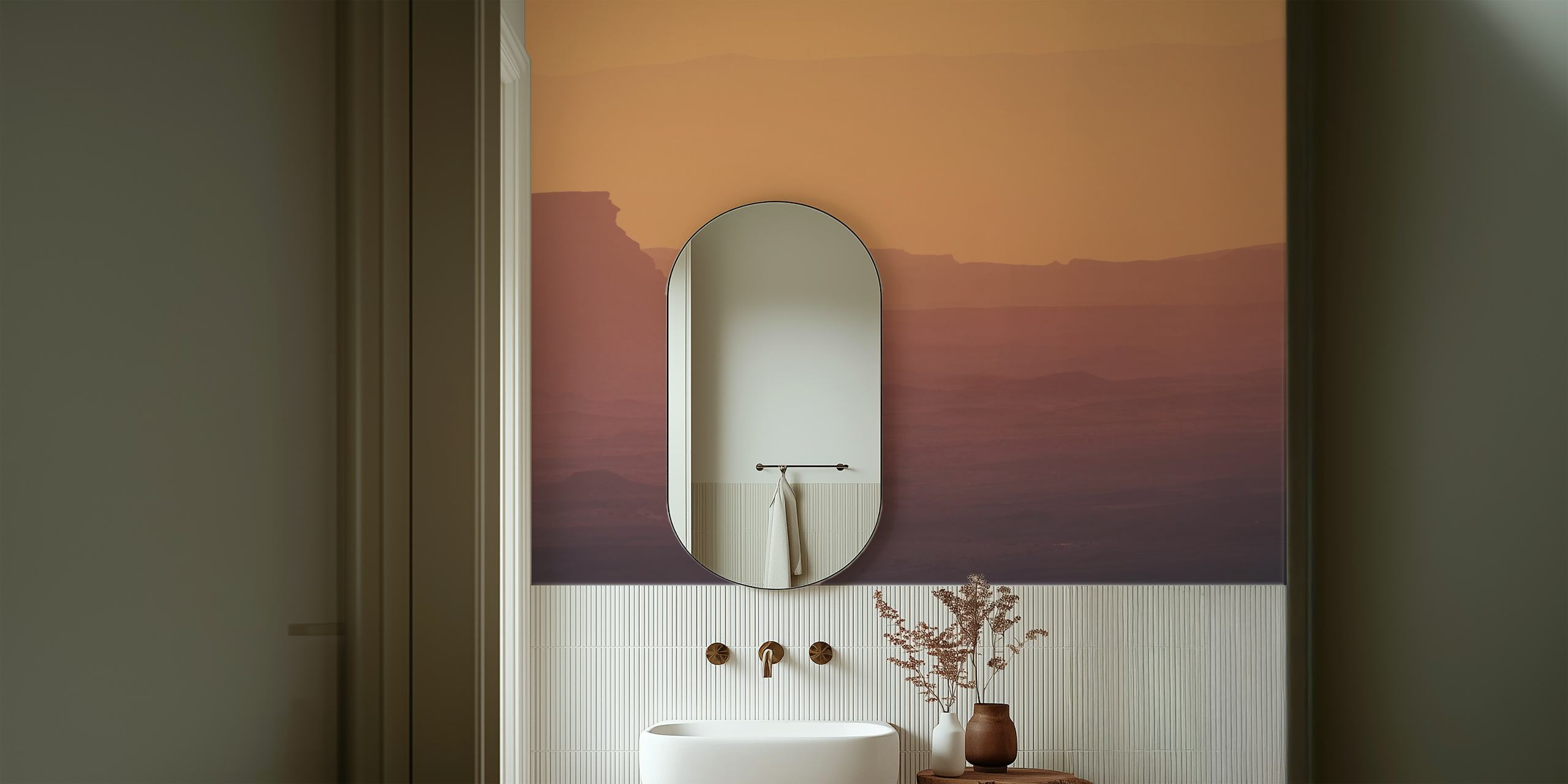 Sunrise over Ramon crater tapet i ett rum