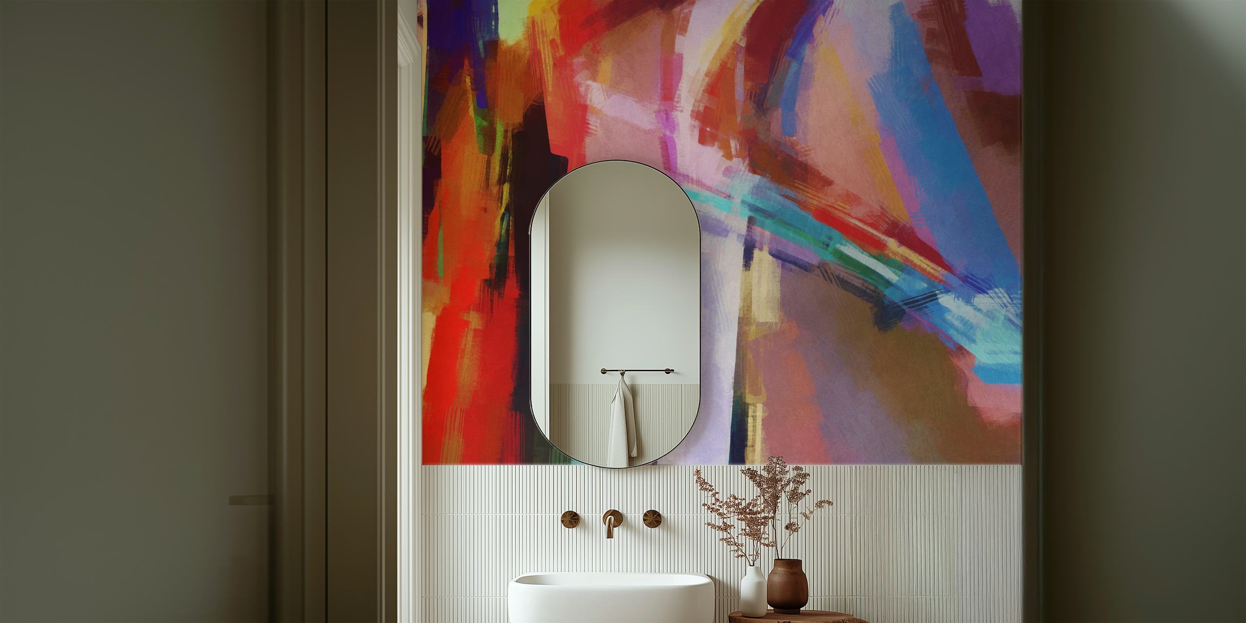 Colorful abstract brushstrokes in vibrant hues wallpaper