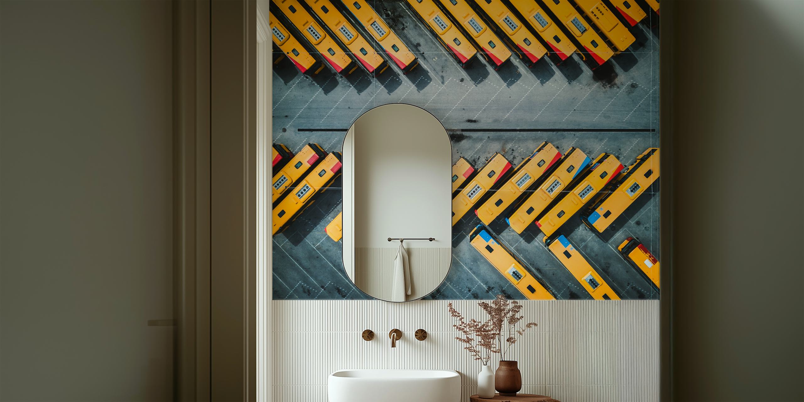 Luchtfoto van kleurrijke voertuigen