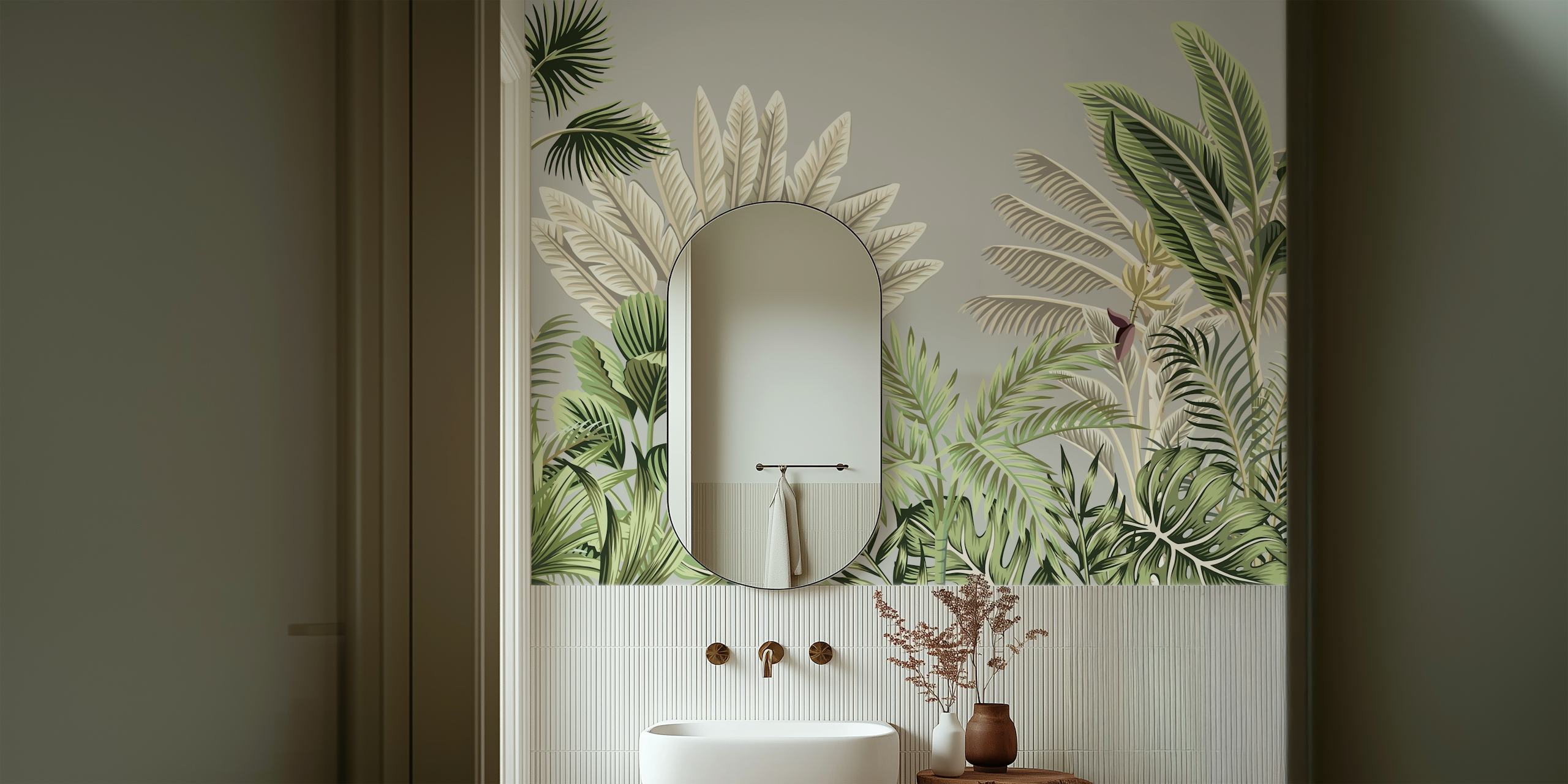 Tropical Tree tapet i ett rum