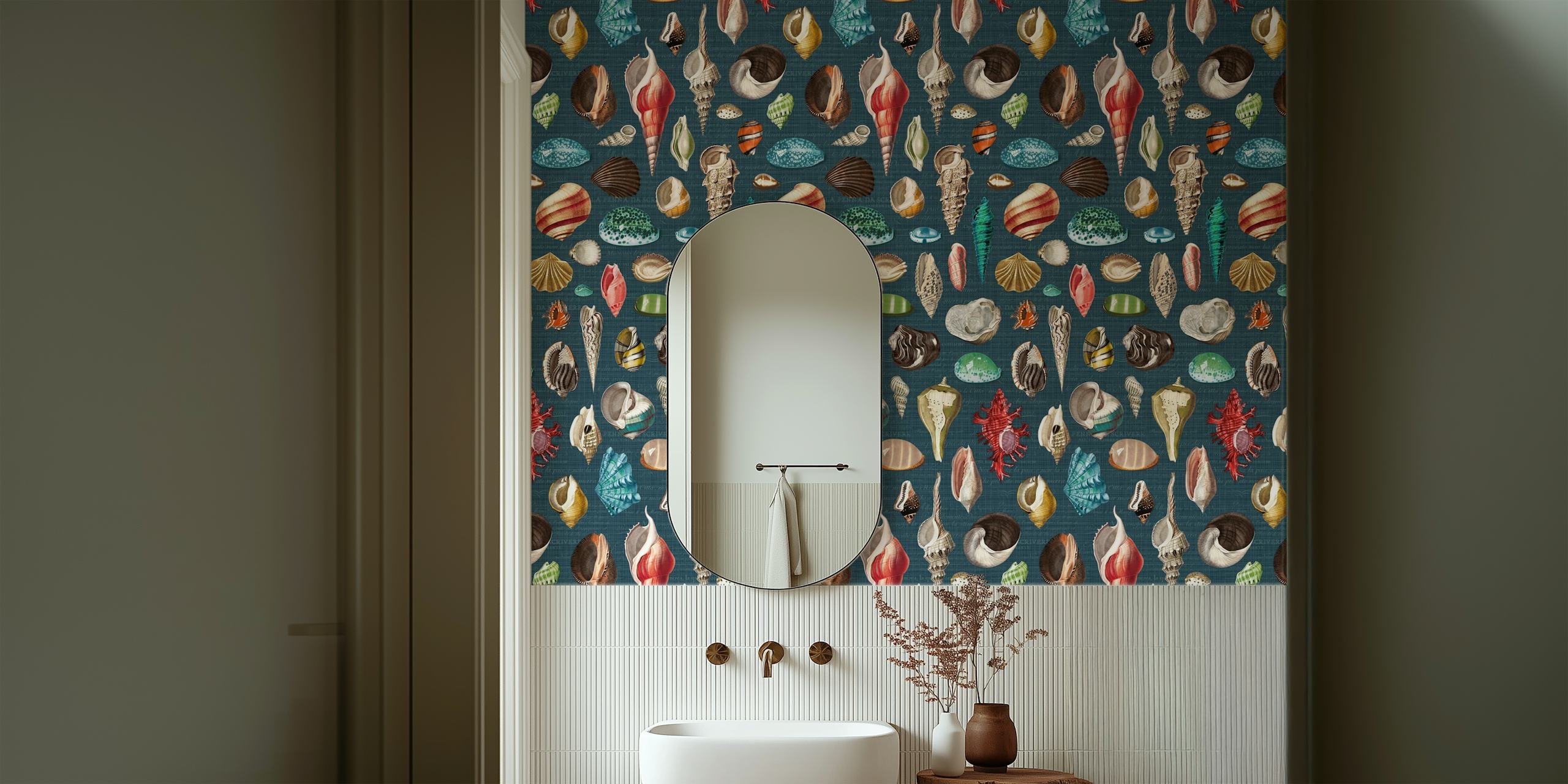 Nautilus multicolor slate blue papel de parede em um quarto