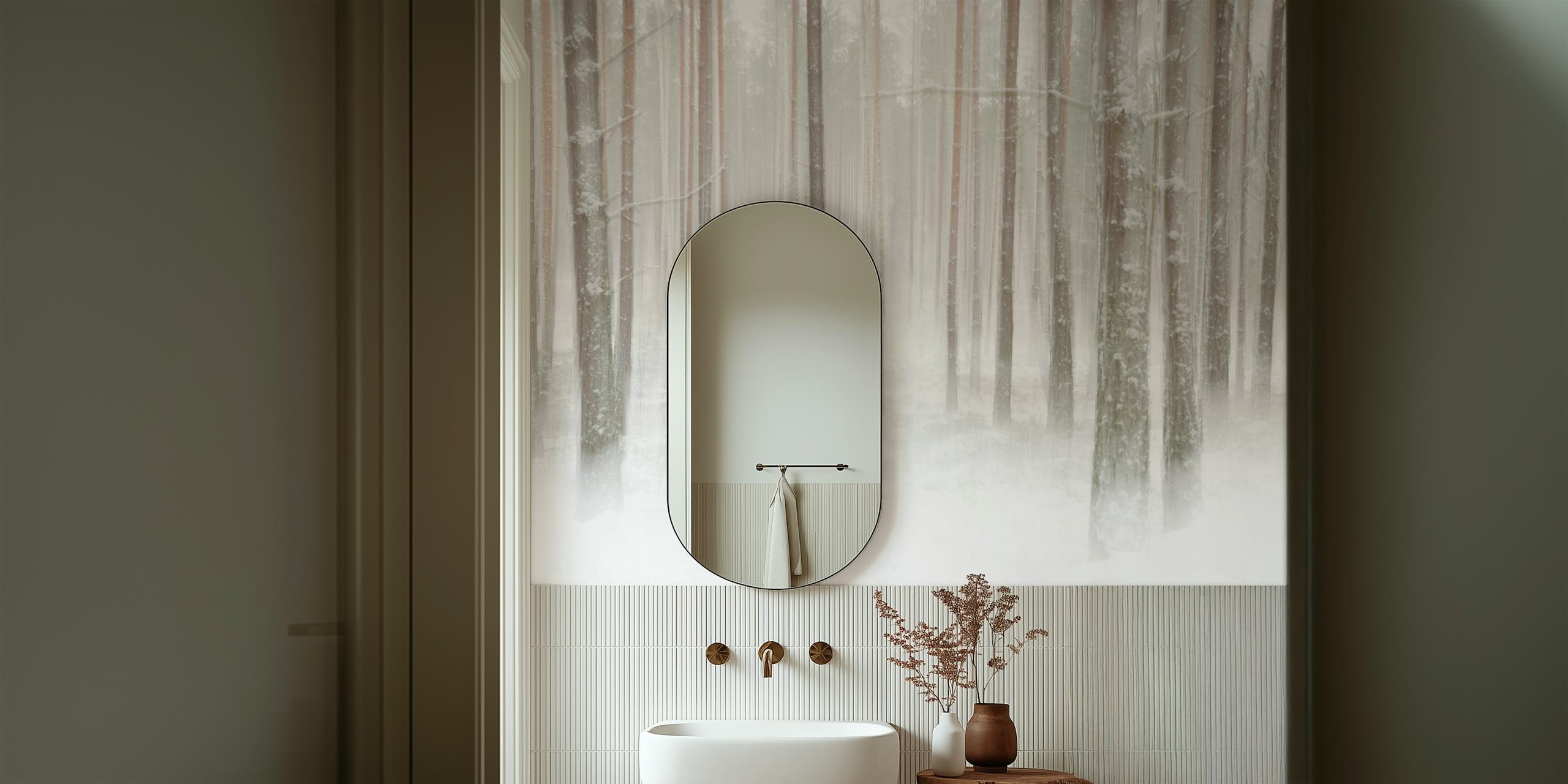 Papel pintado Winterforest en una habitación