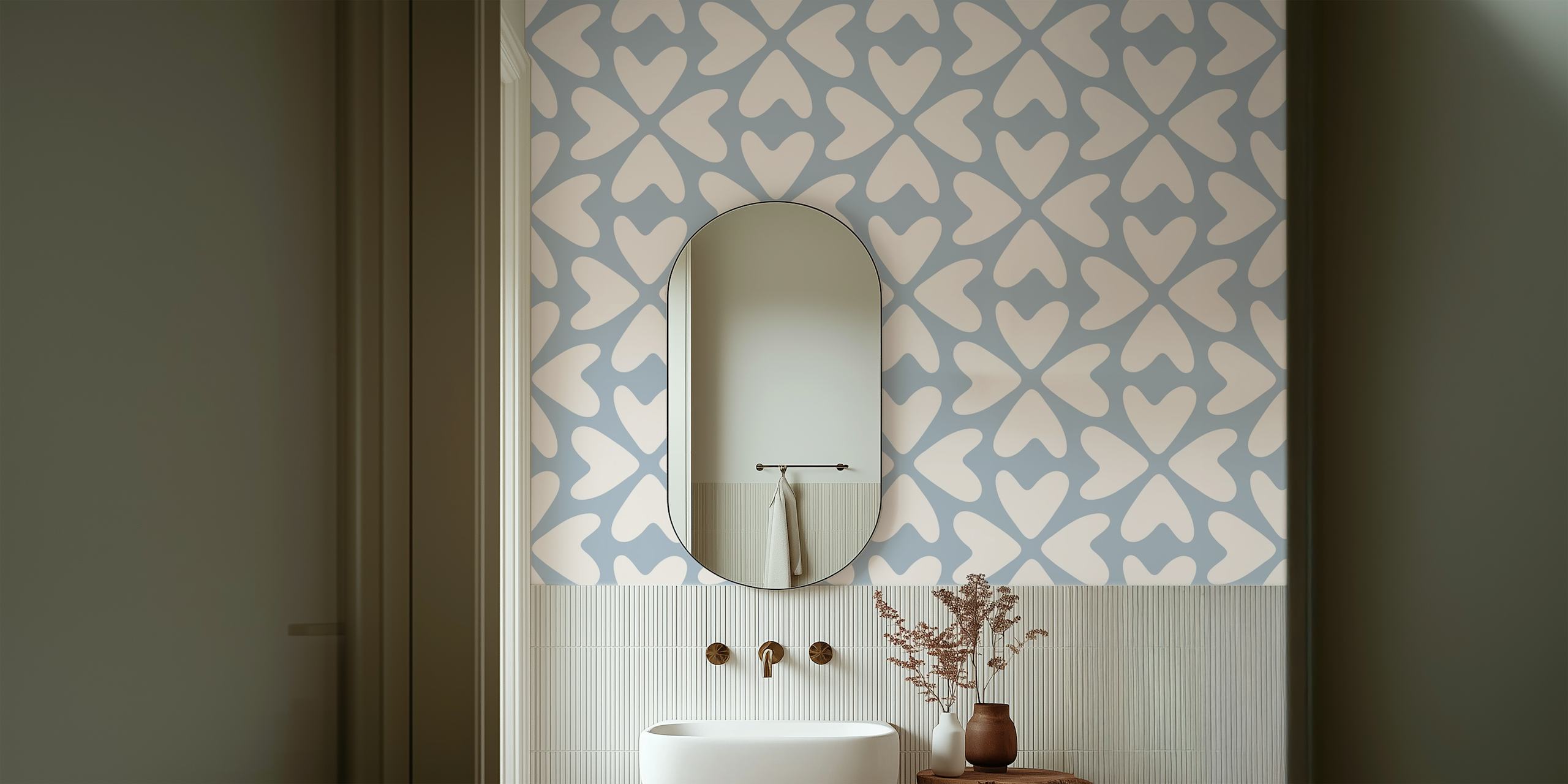 Fotomural estético estampado de corazones en tonos azules cambiantes