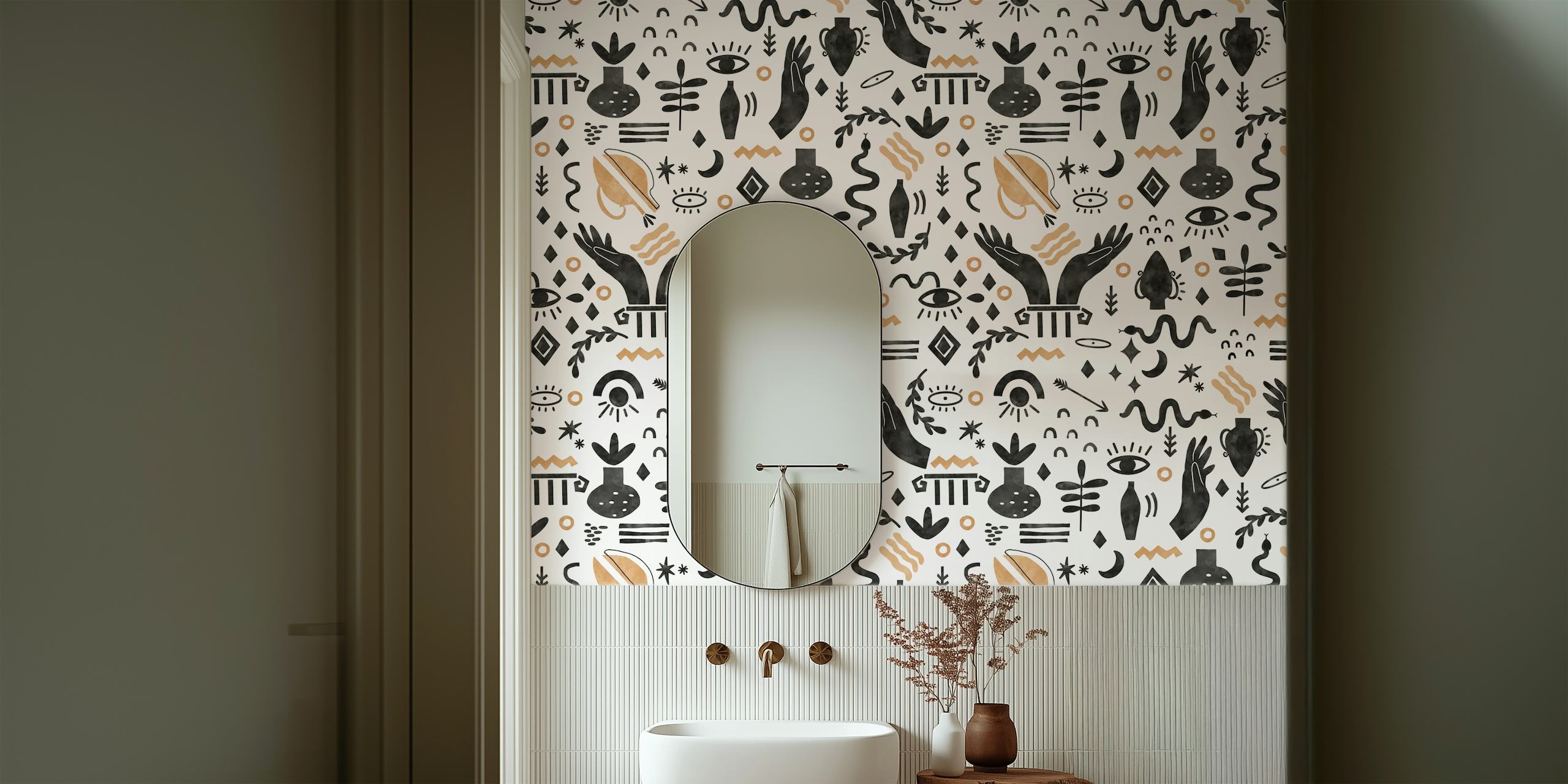 Abstract mystical silhouettes tapetdesign