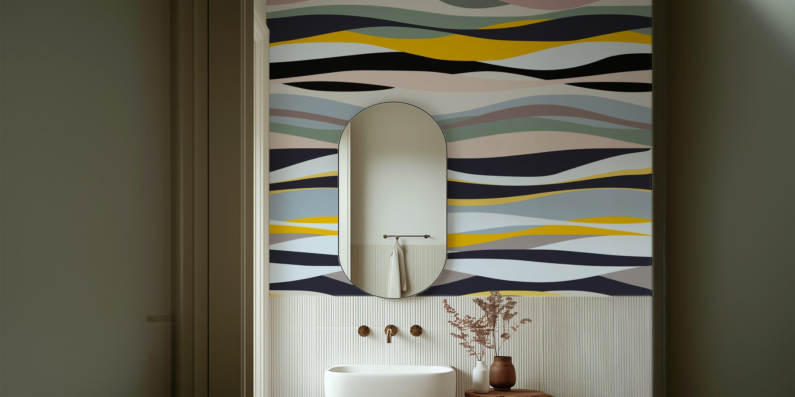 Abstract wallpaper design in a room