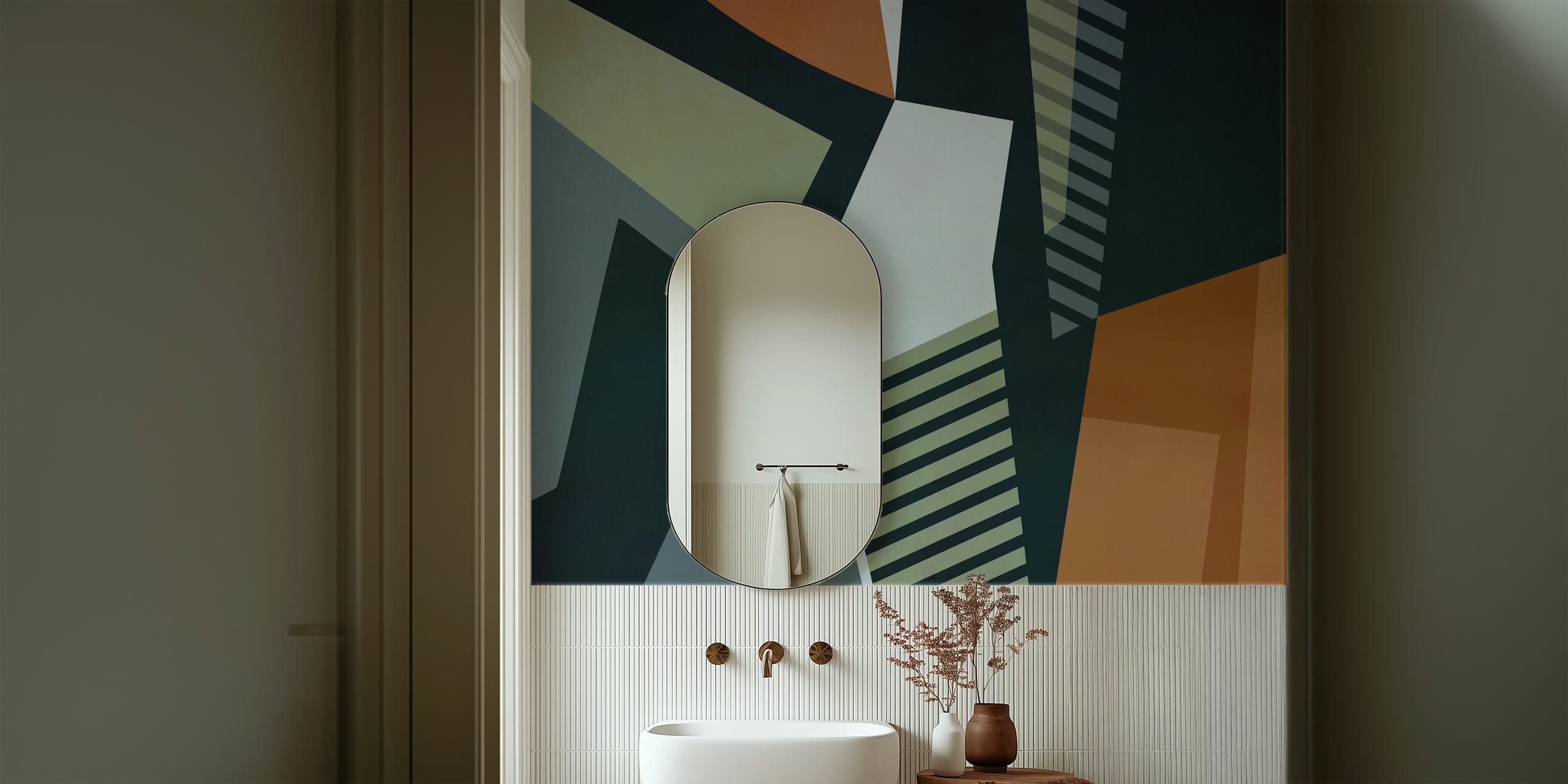 Geometric shapes in muted colors wall mural