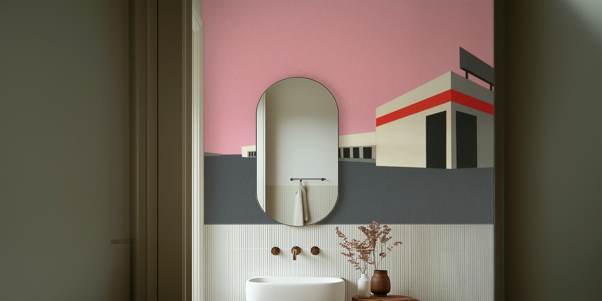 Sunset Warehouse tapetdesign i et rum