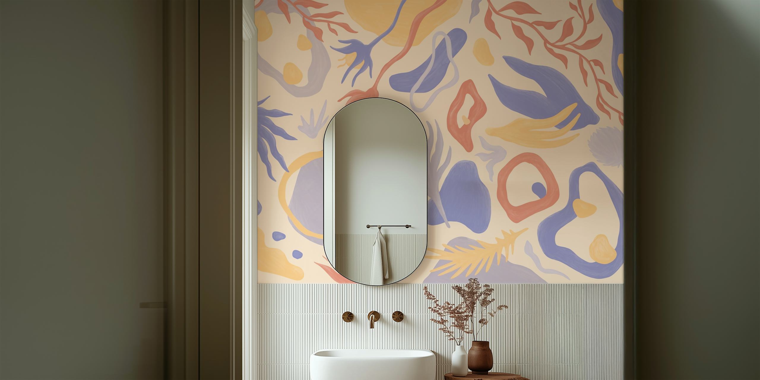 Lila Botanical Flow wallpaper in a room setting