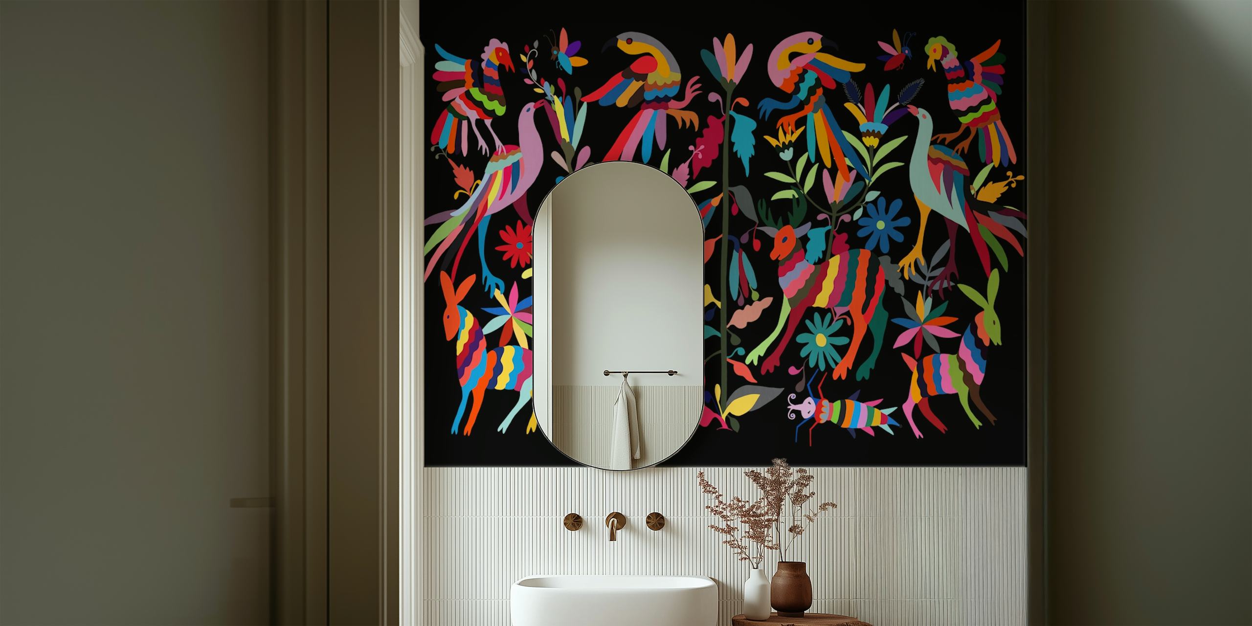 Otomi Celebration färgstark tapet i ett rum