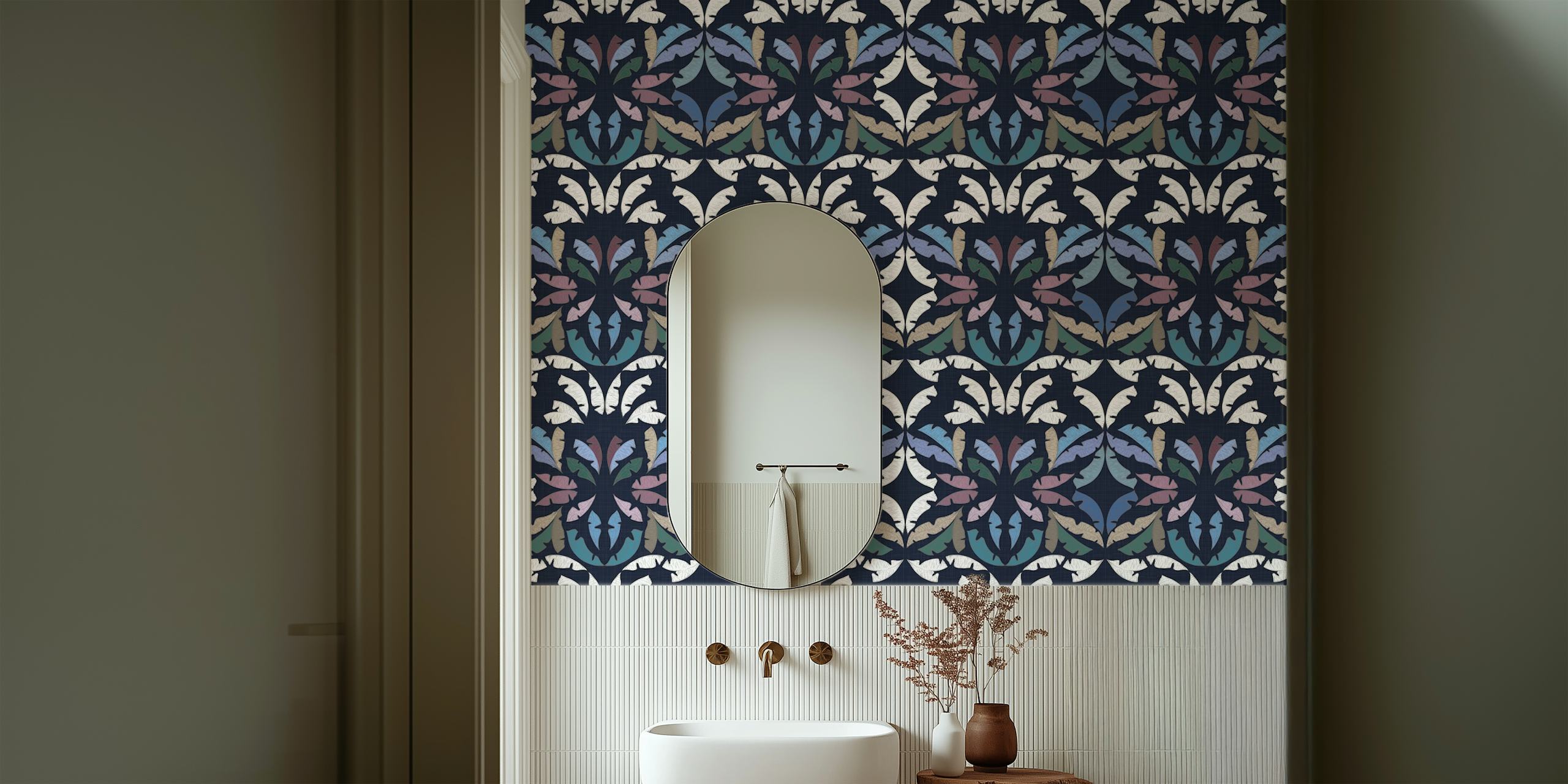 Decorative Tropical Leaves Indigo WM im Raum