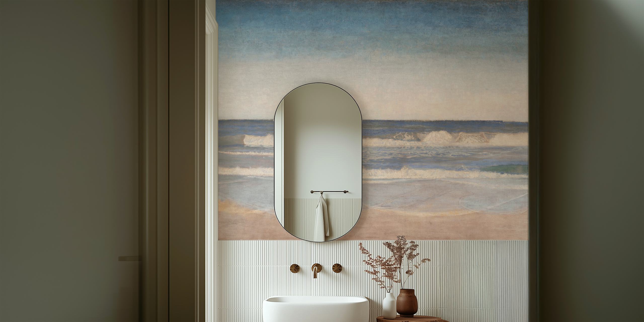 Ocean waves wallpaper in a room