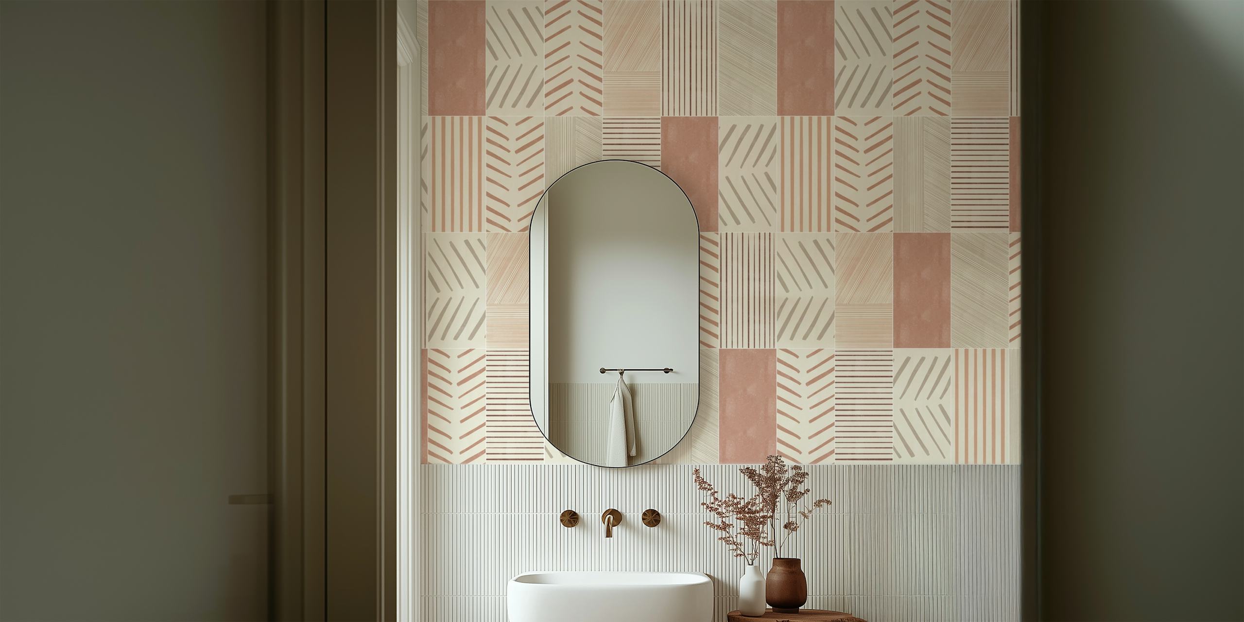 Rustic Tiles Two wallpaper displayed in a room