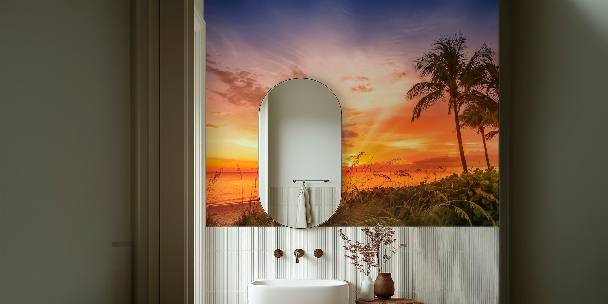 Bonita Beach sunset wallpaper in a room