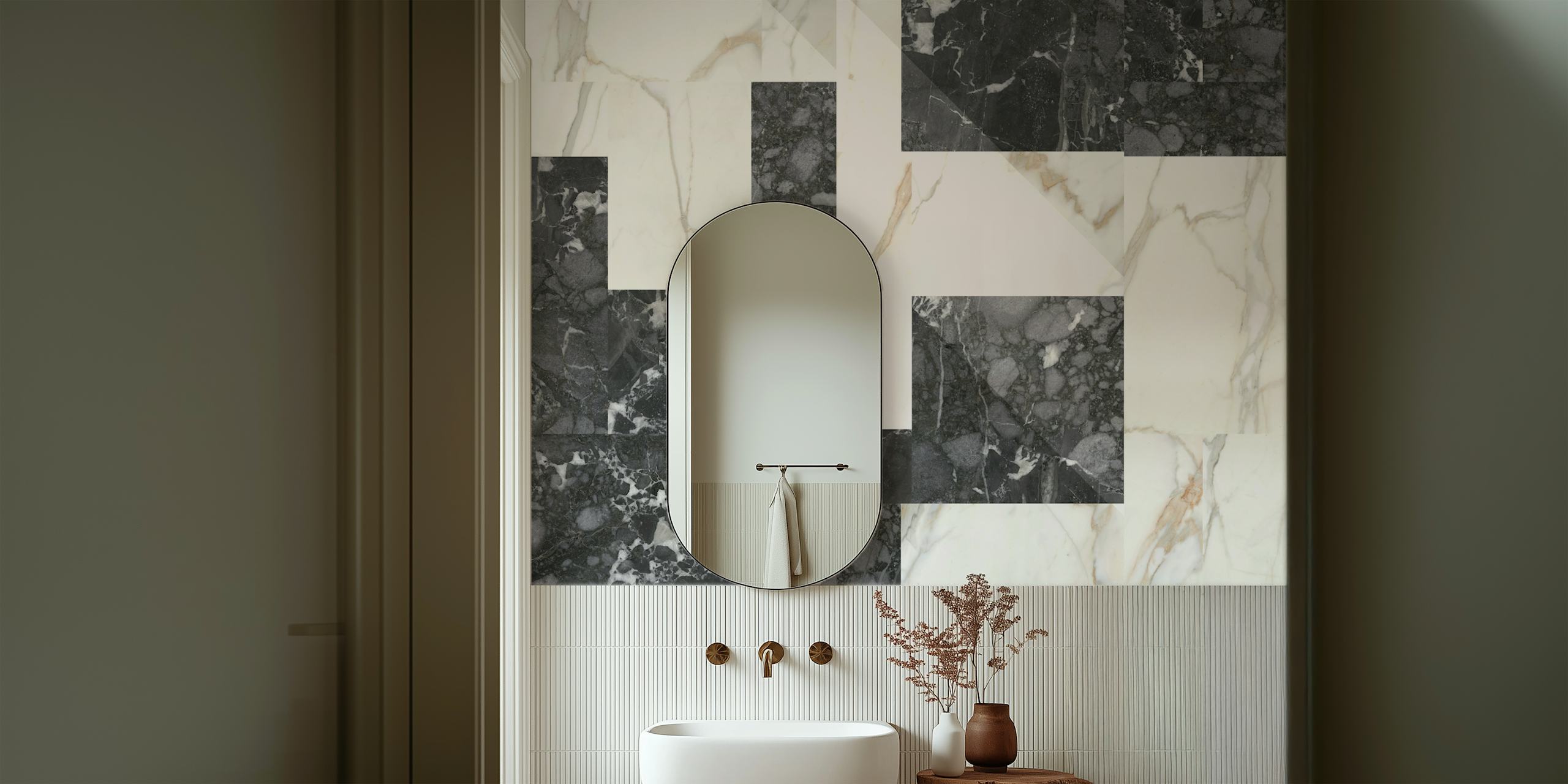 Papel tapiz Monochrome Marble Mix en una habitación