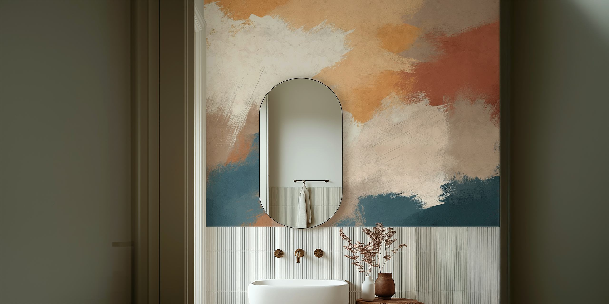 Papel pintado Abstract ink colors en una habitación