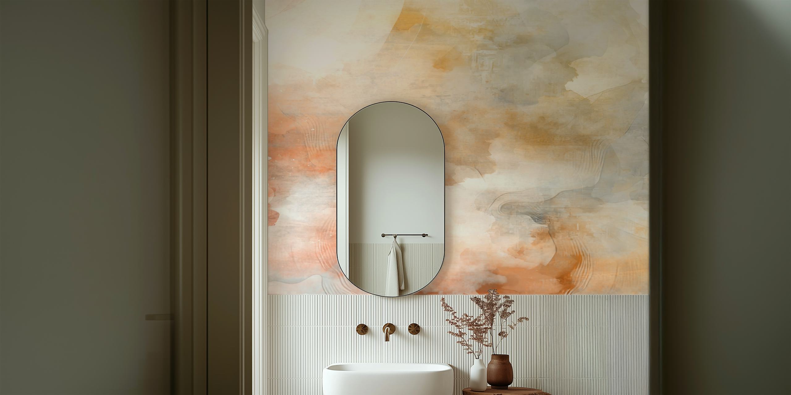 Soft orange and white abstract cloud wallpaper