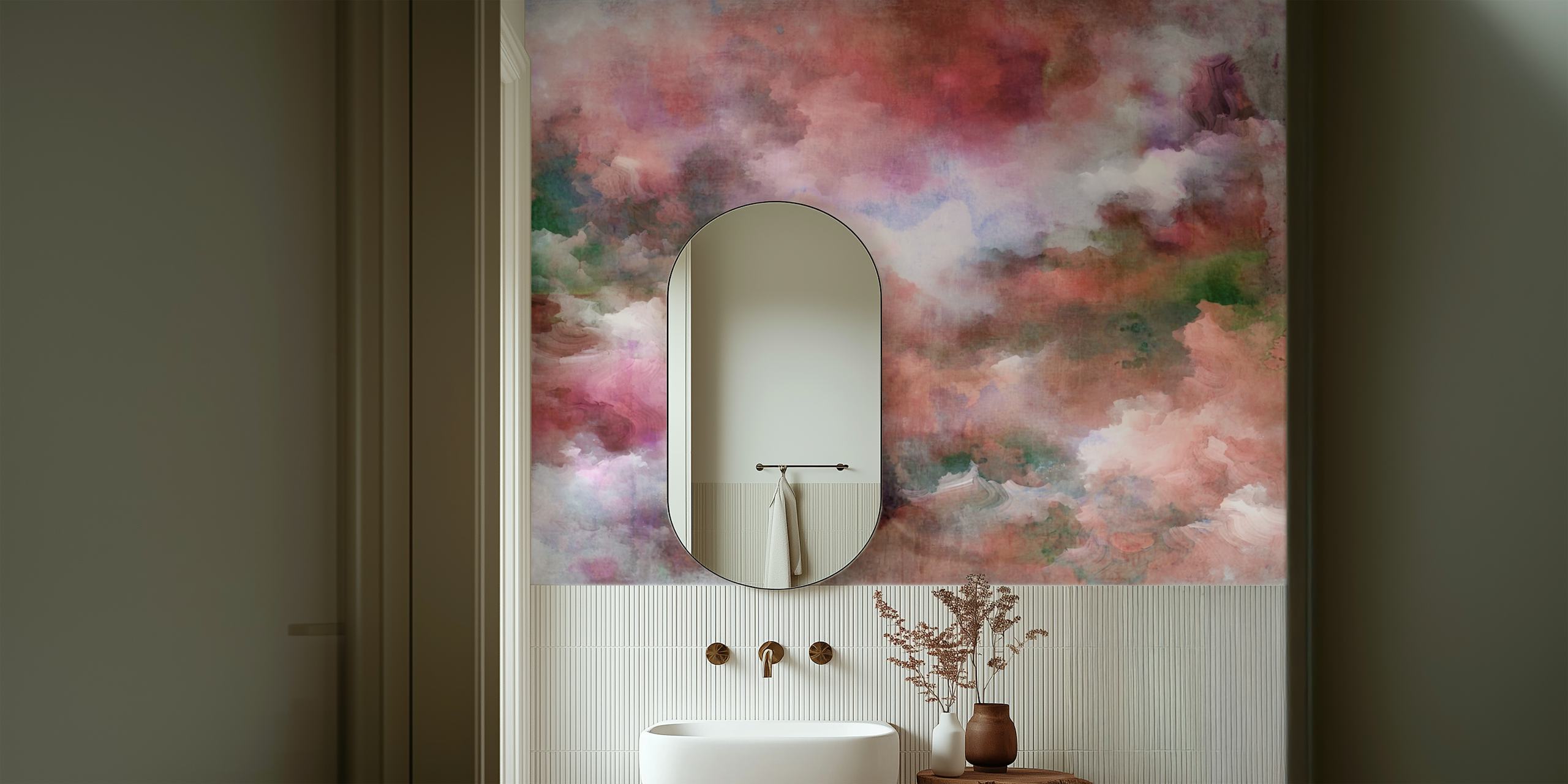 Soft pink and peach abstract cloud wallpaper