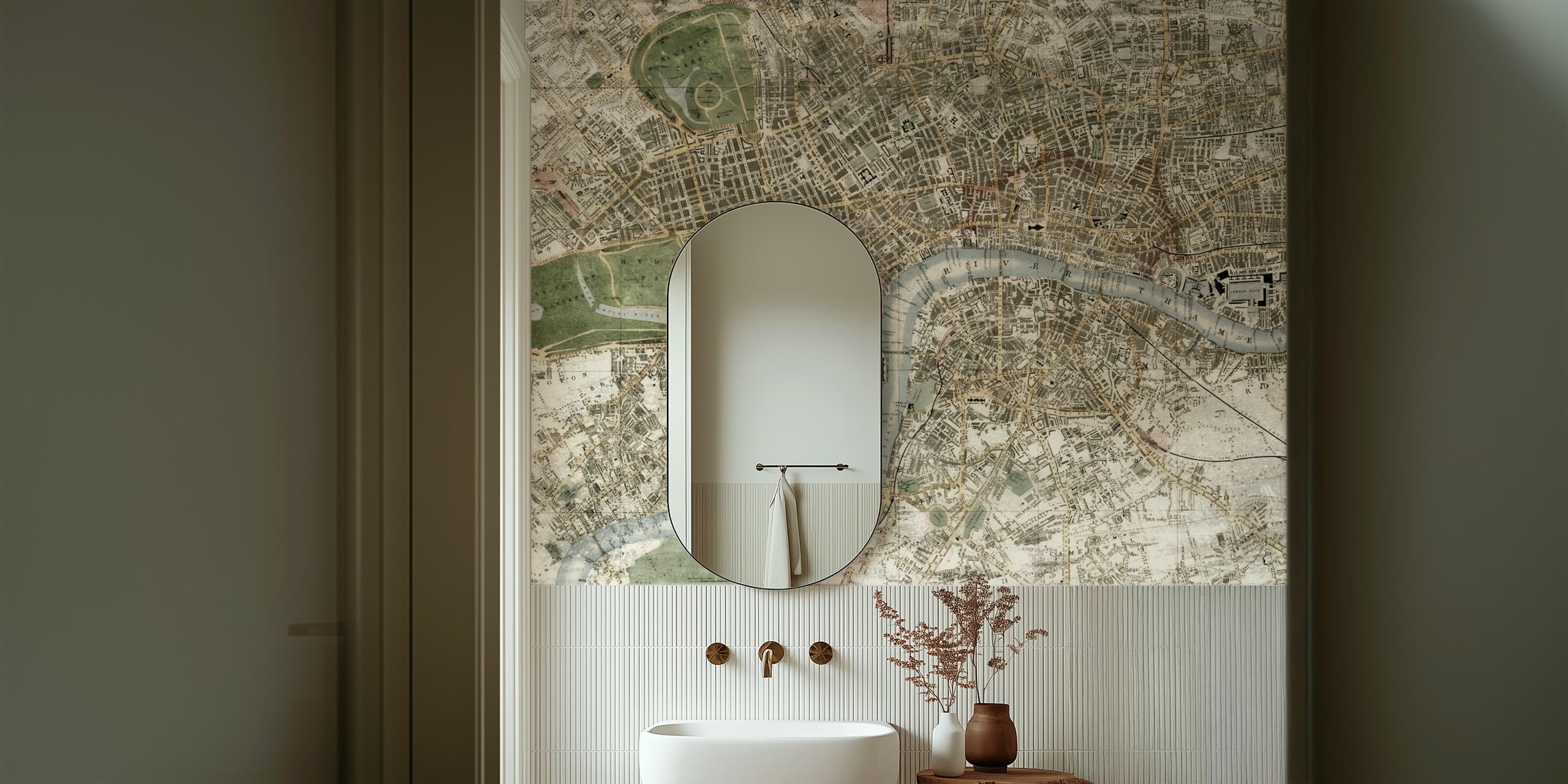 Ταπετσαρία London Vintage Grunge Map σε ένα δωμάτιο