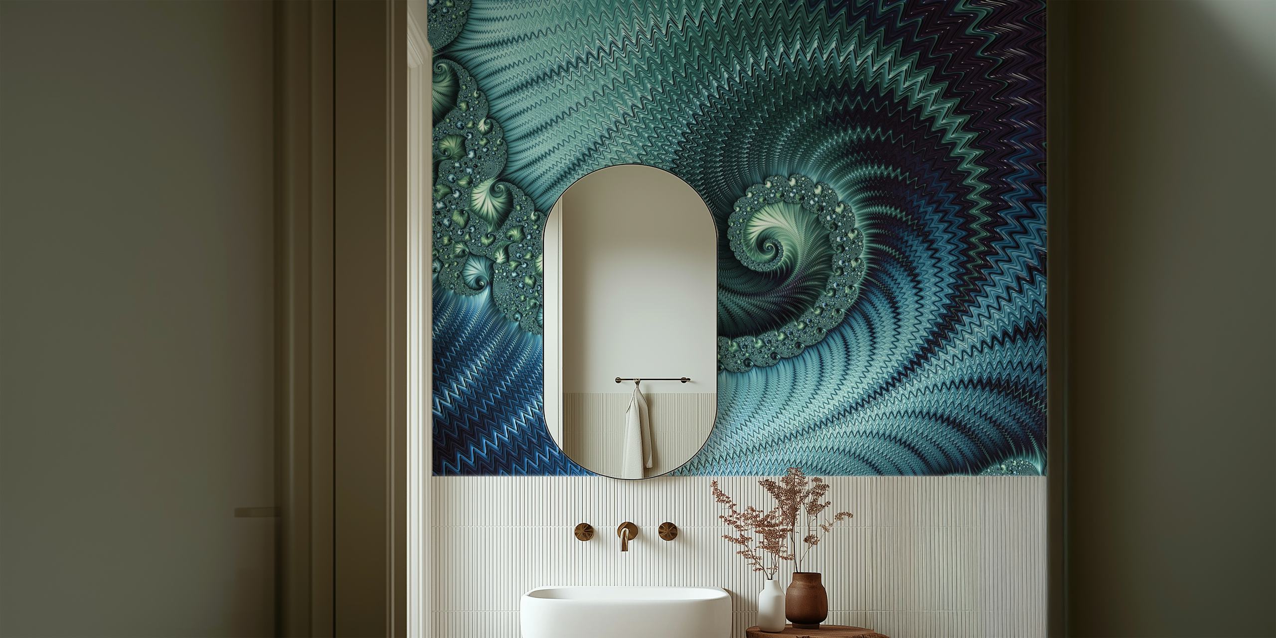 Apstraktna fraktalna spiralna zidna slika sa zamršenim uzorcima