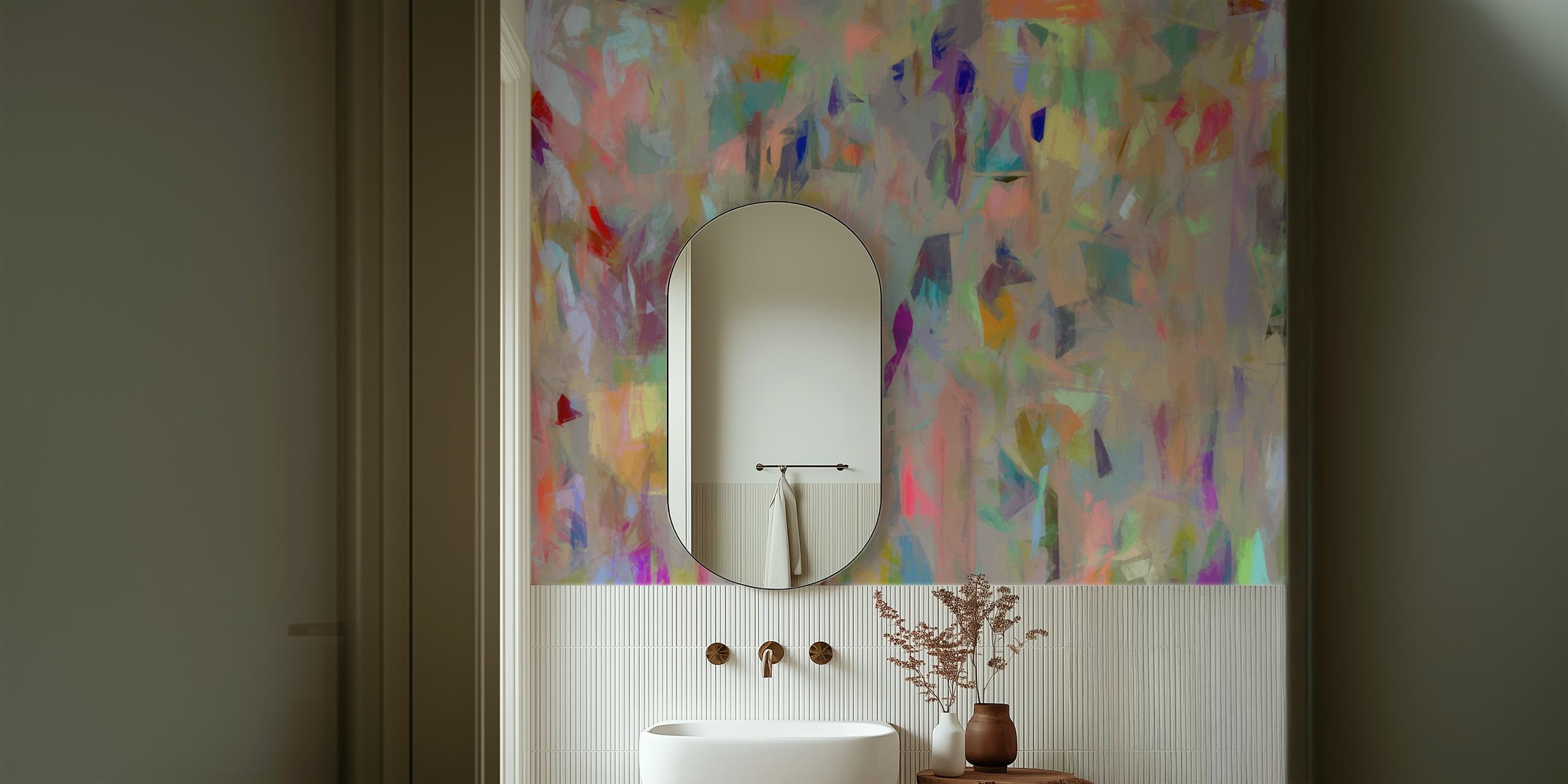 Colorful abstract wallpaper featuring vibrant hues and dynamic brush strokes