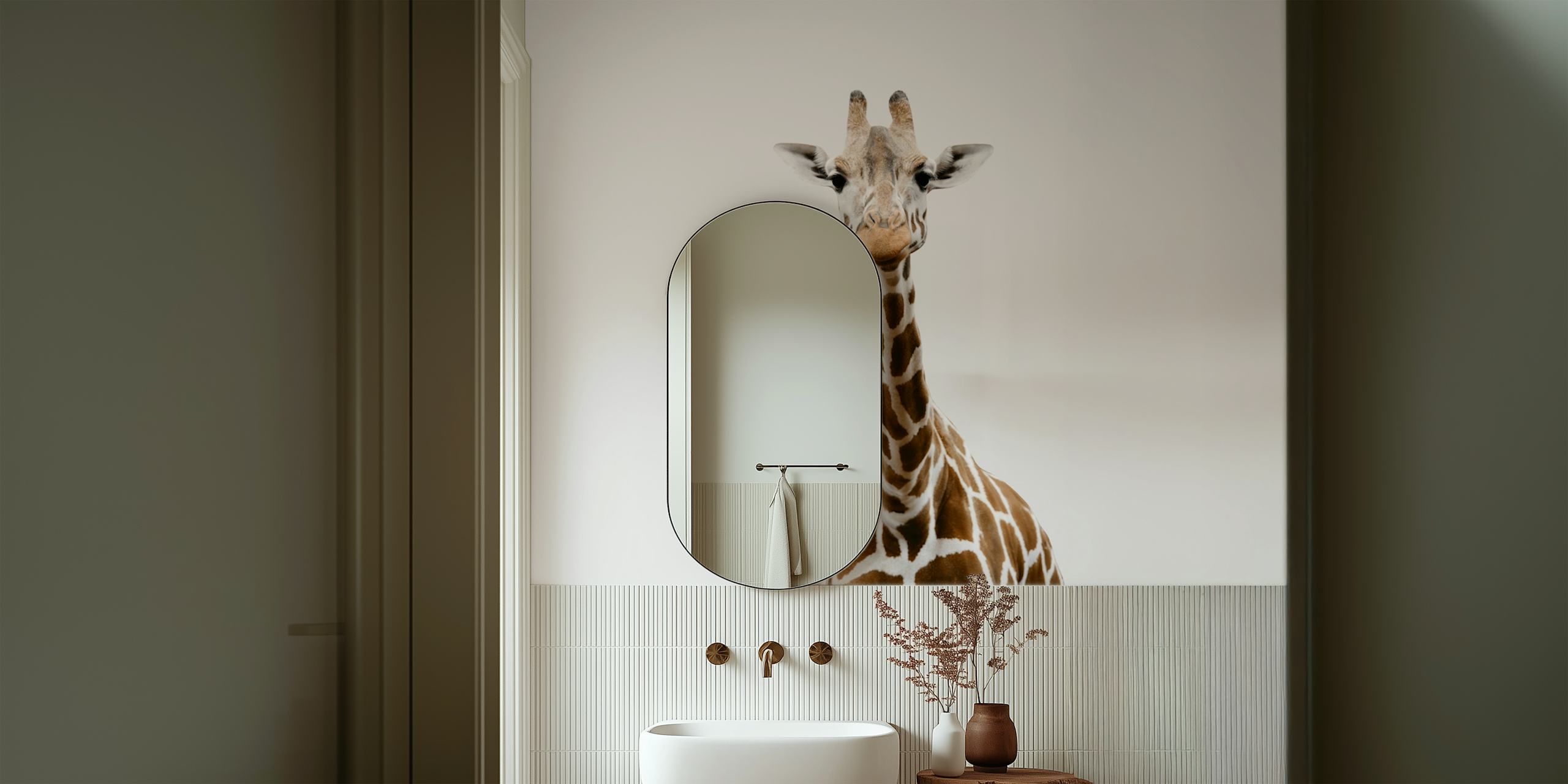 Papel pintado Cute Giraffe en una habitación