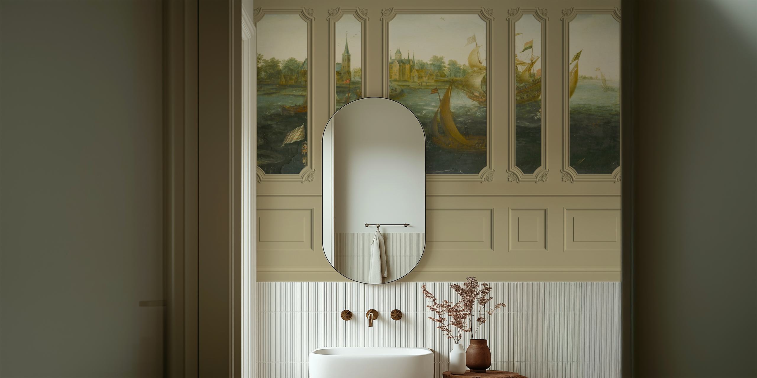 Vintage Maritime wallpaper u postavci sobe