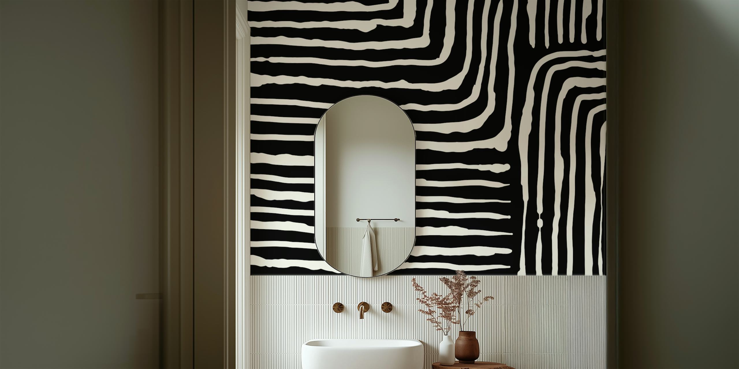 Black and White Ebb wallpaper design