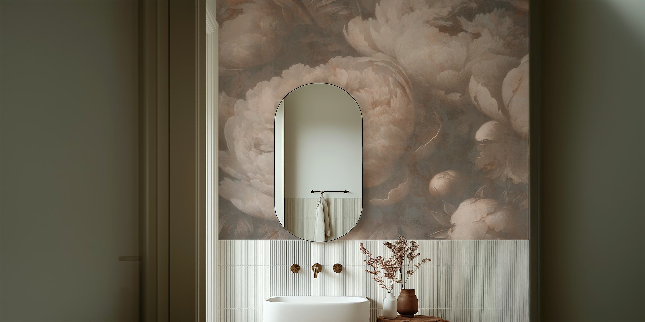 Vintage Peony Delight behang in een kamer