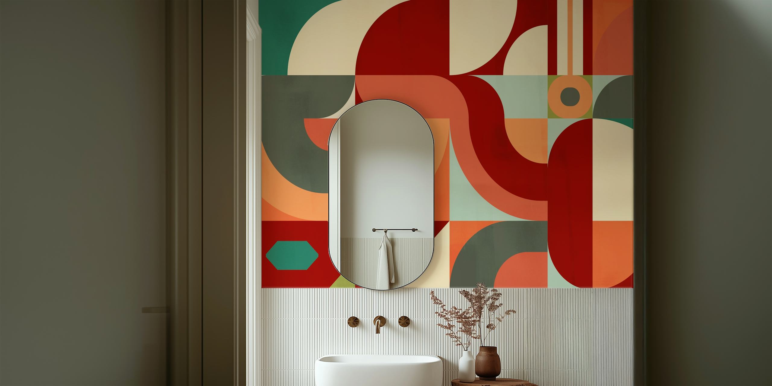 Mid Century Bauhaus Decor wallpaper in a room