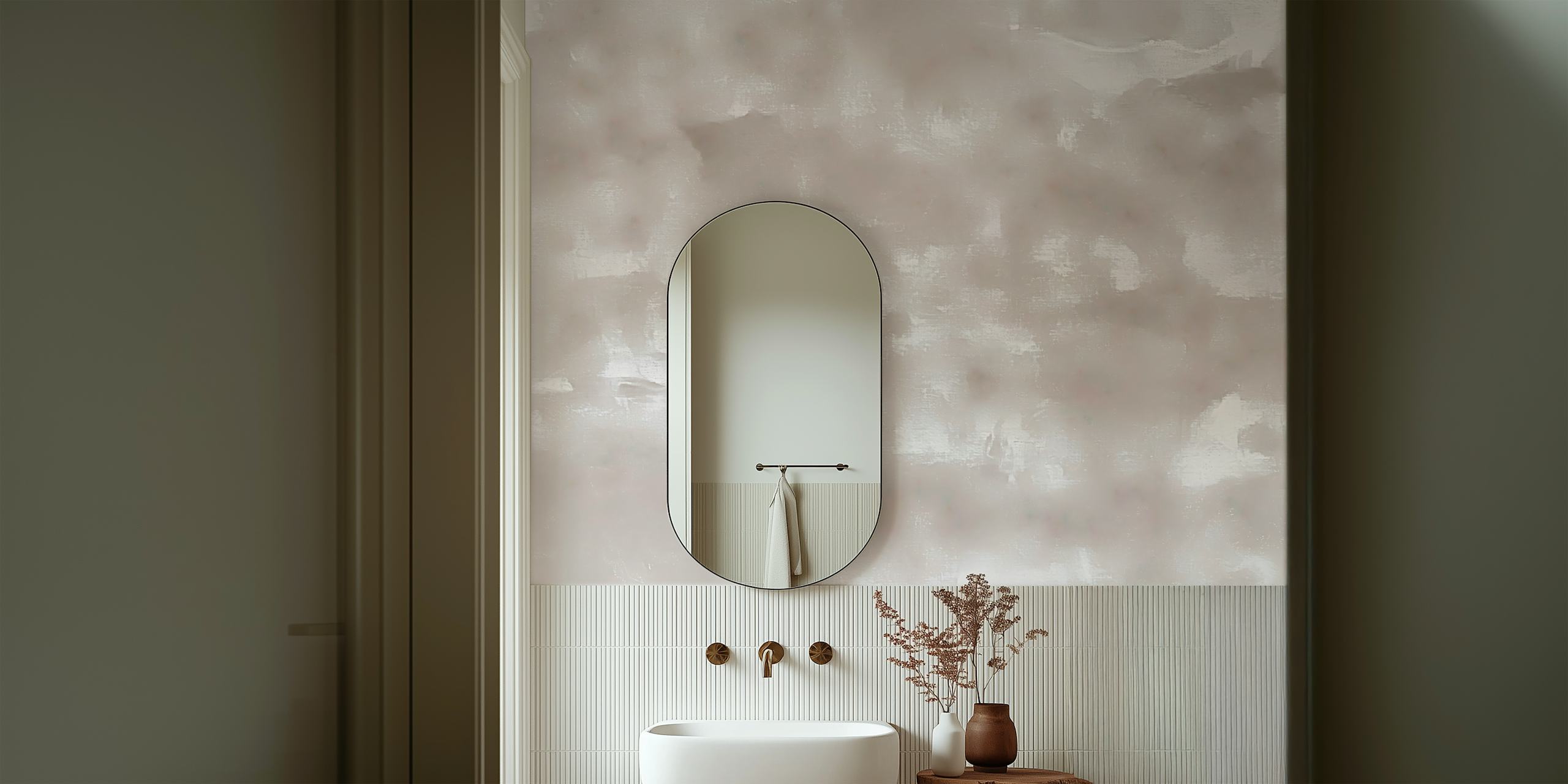 Abstract taupe textured wallpaper with soft hues and a velvet-like finish