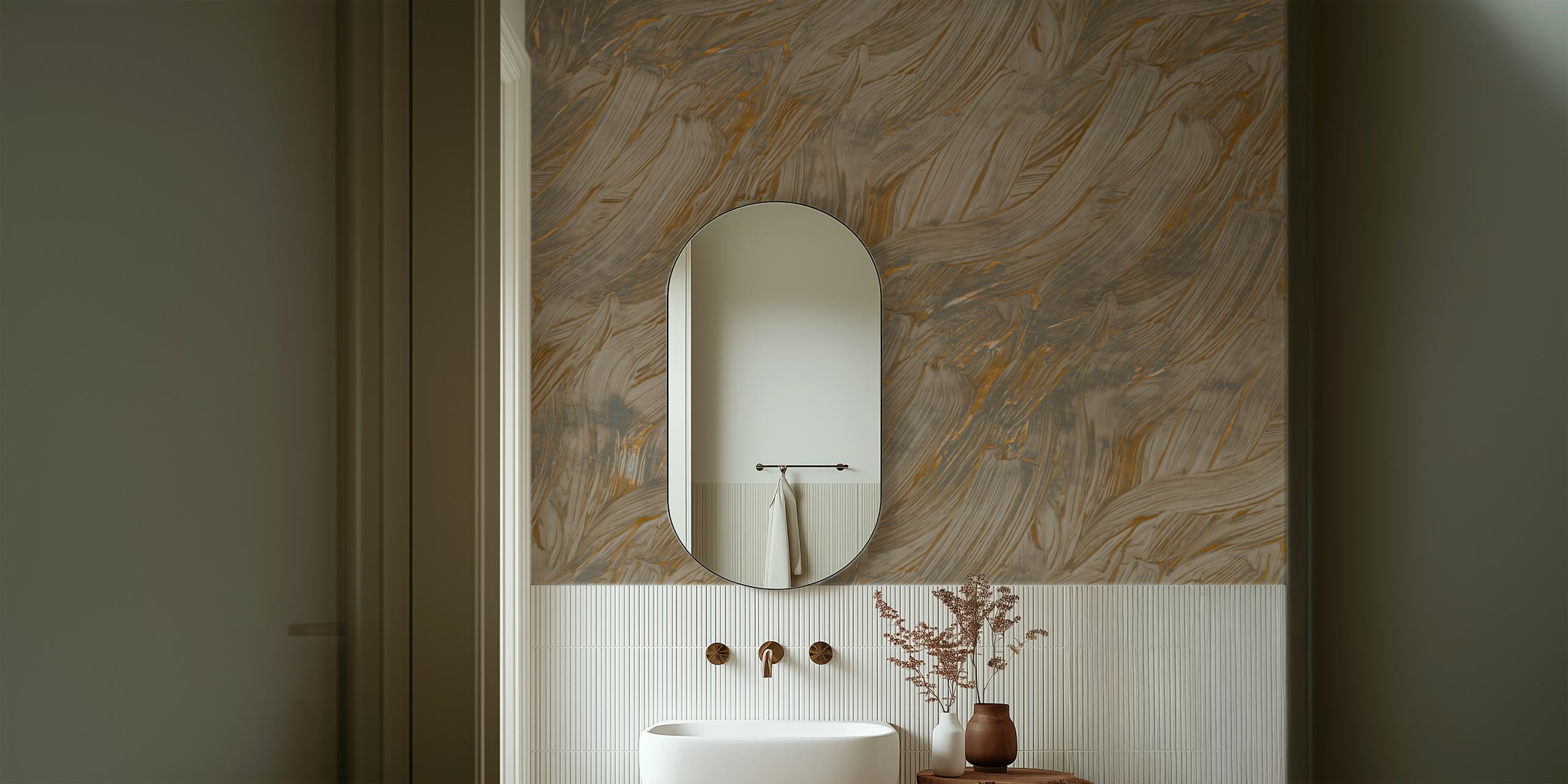 Luxury Gold Strokes wallpaper in a room