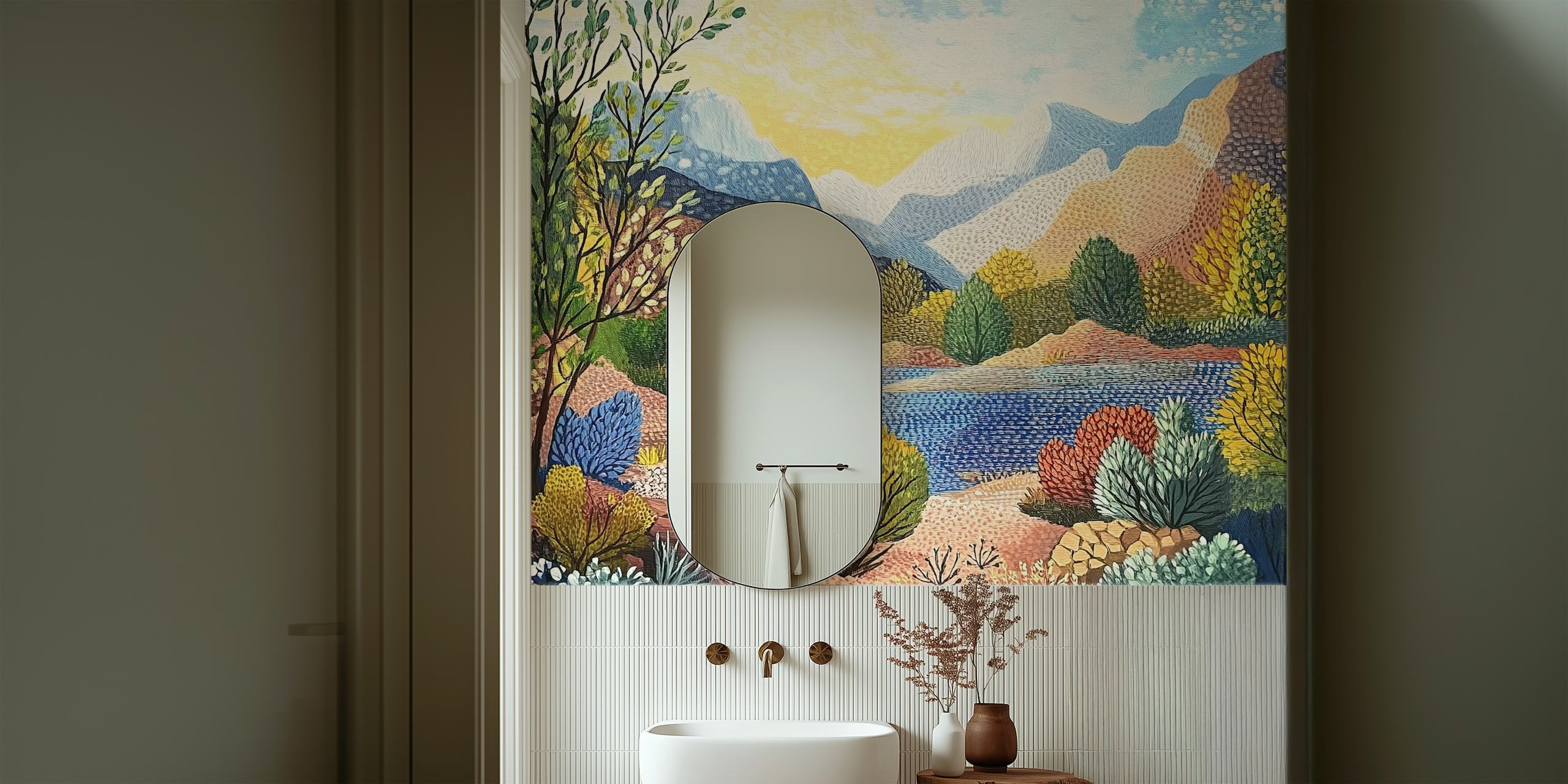 Vincent Landscape wallpaper vibrante in una stanza