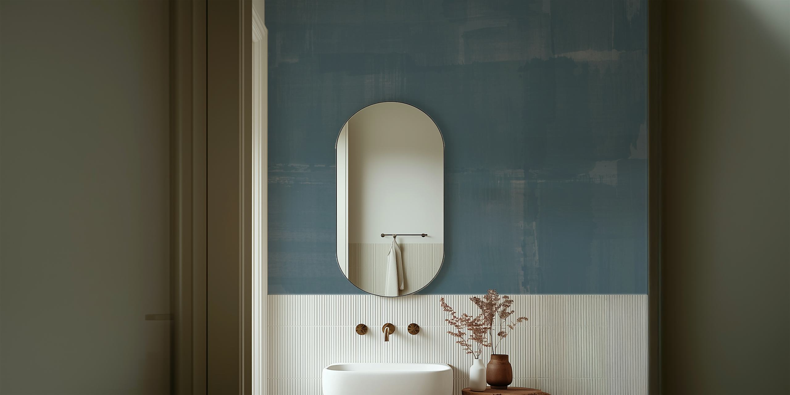 Blue textures wallpaper design in a room
