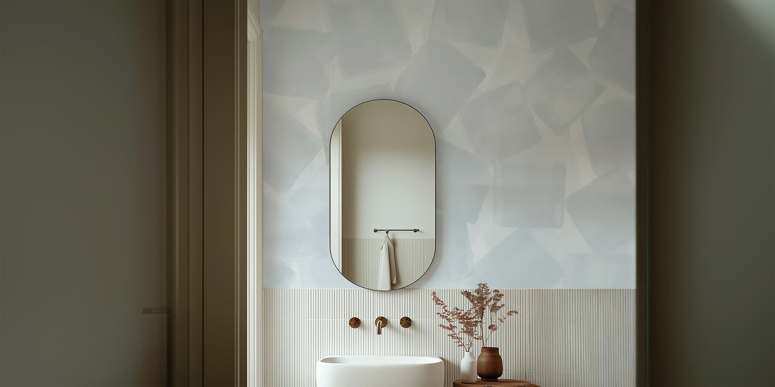 Abstract mosaic pattern in soft blue hues wallpaper