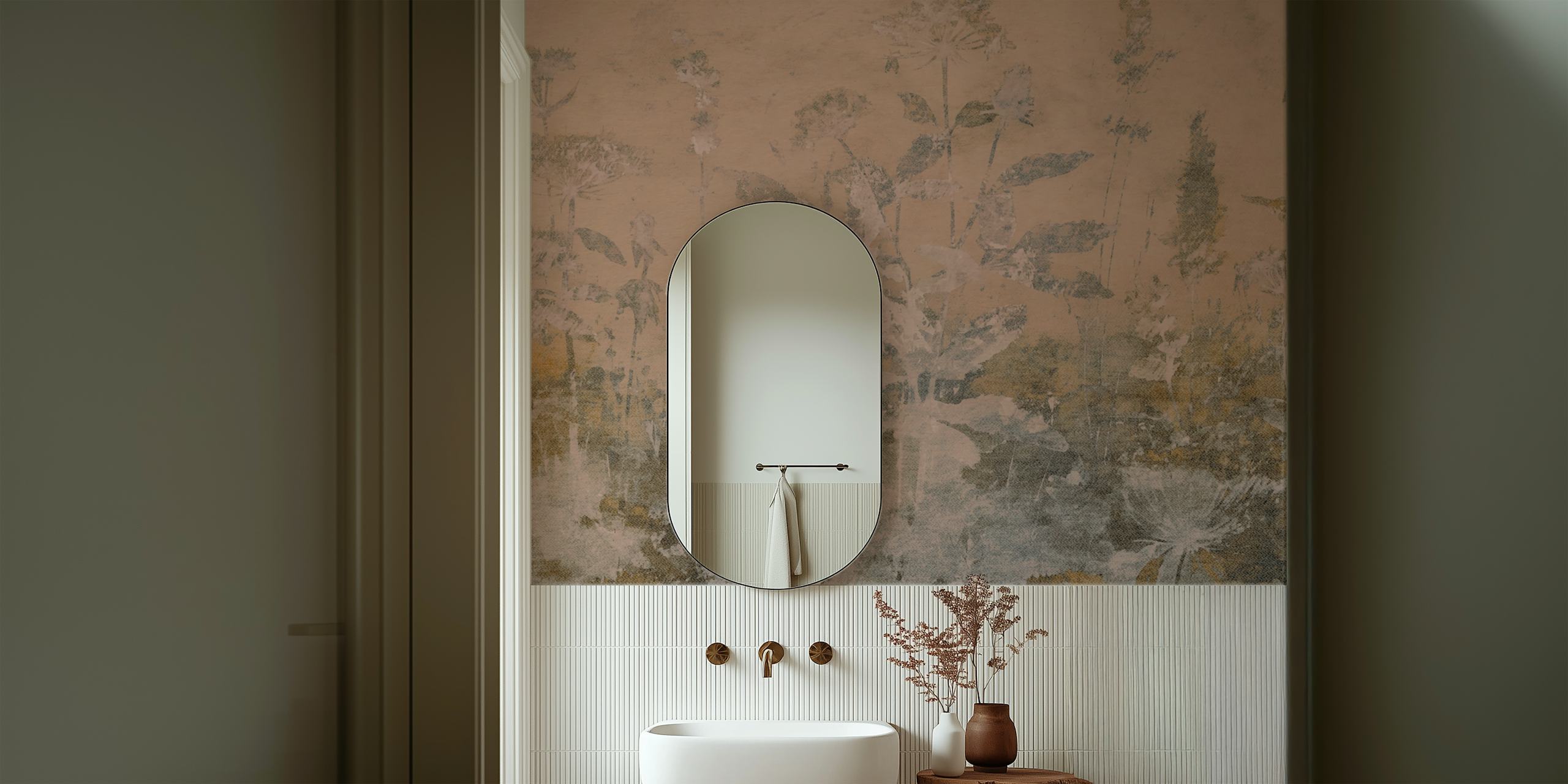 Antique Garden wallpaper displayed in a room